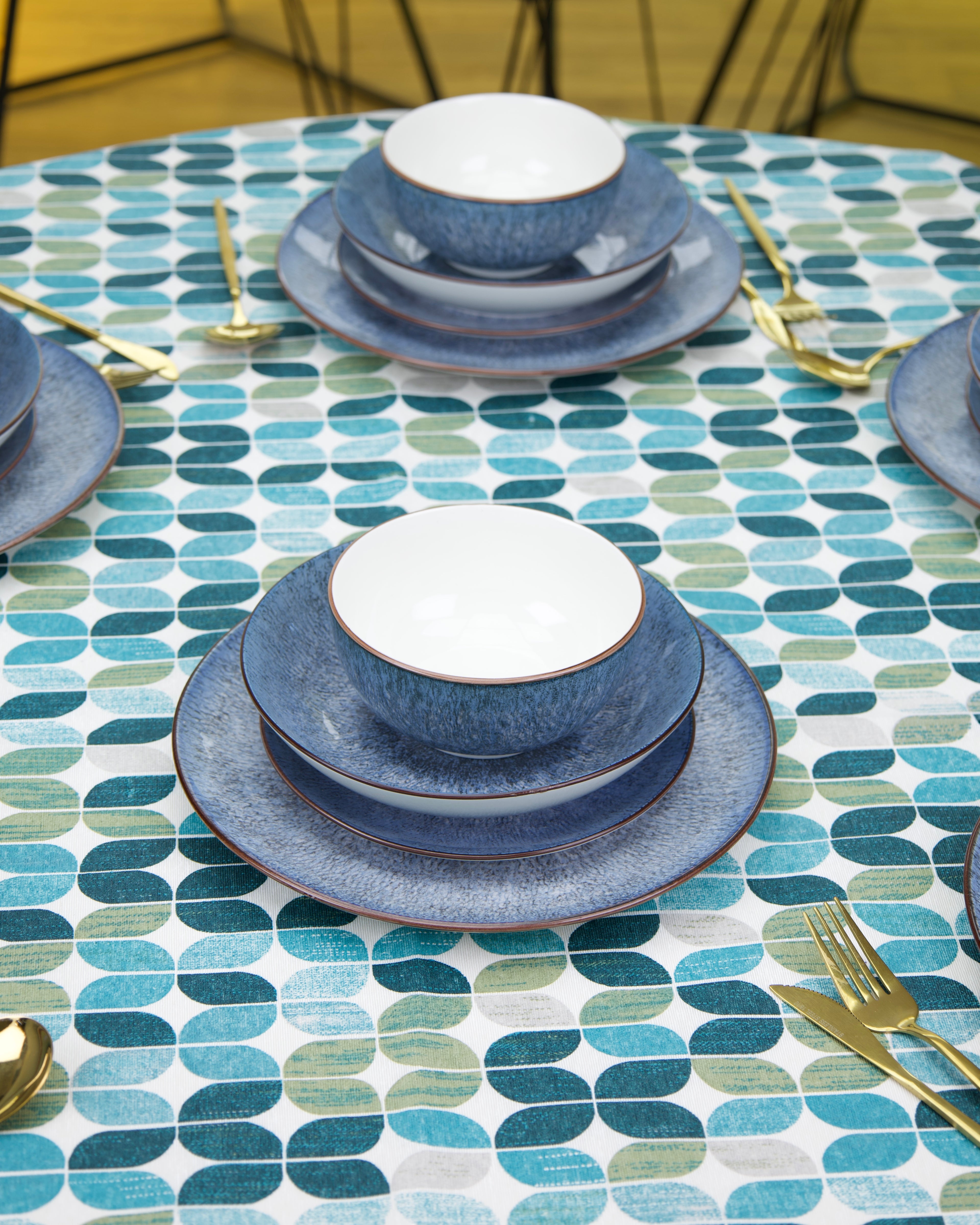 🔹 Service en Céramique Bleu – 24 Pièce