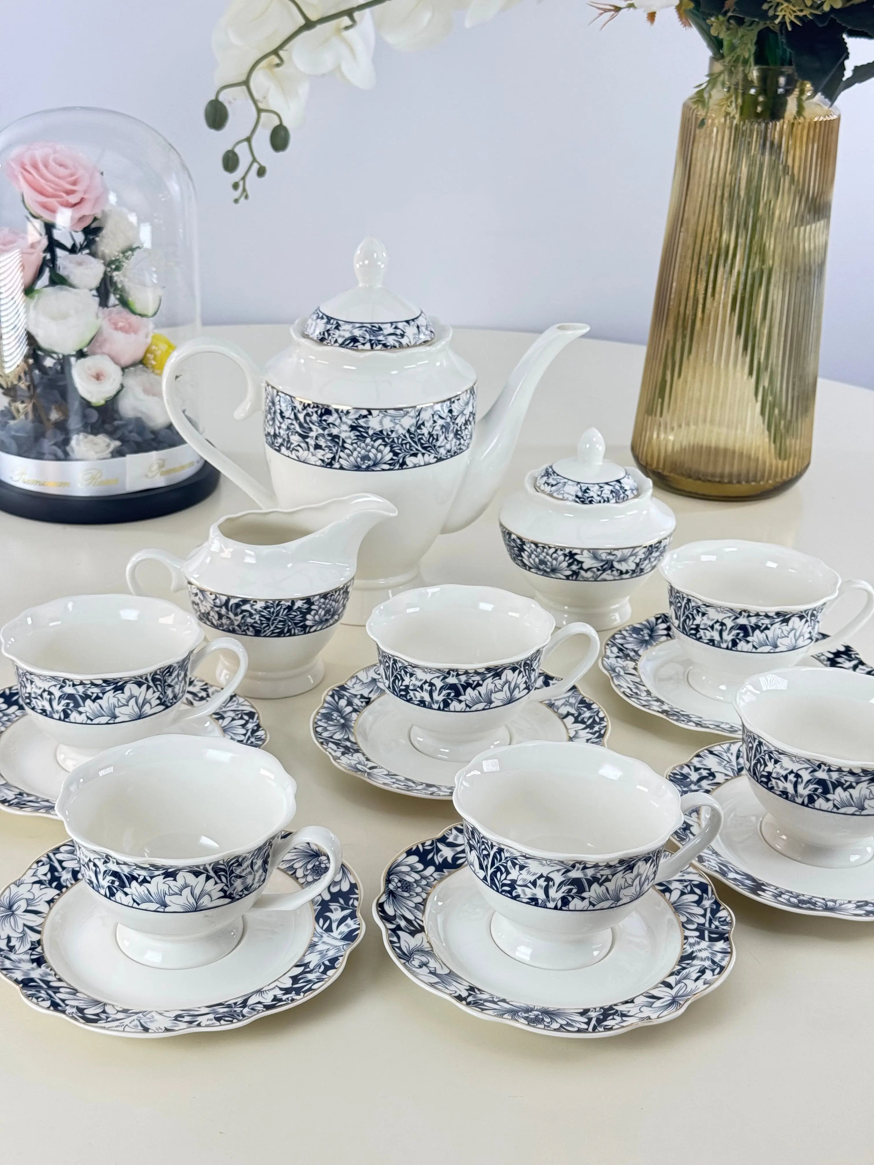 Service à café au lait 15 pièces Bol brillant