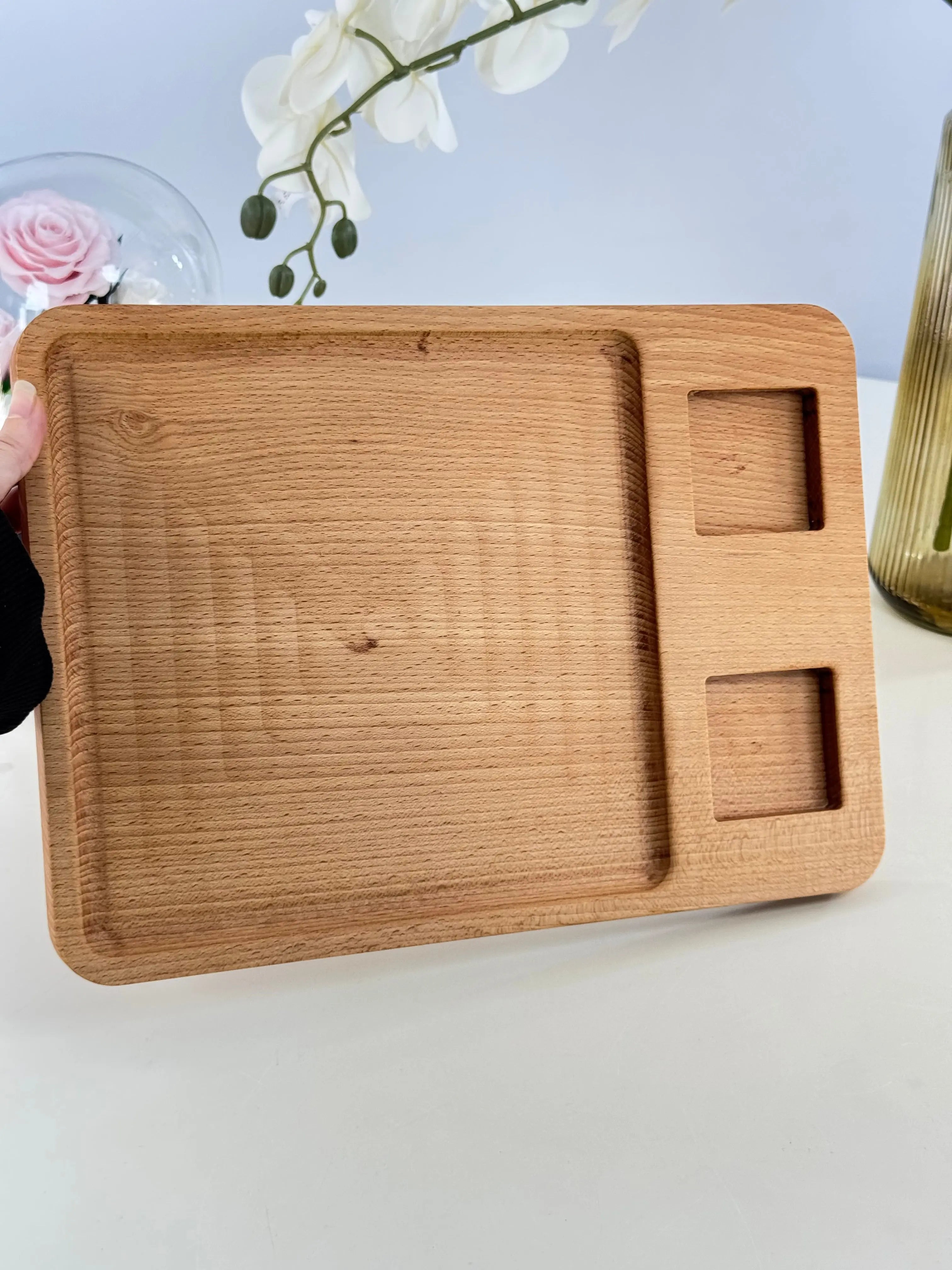 Plateau en bois avec 2 ramequins Bol brillant