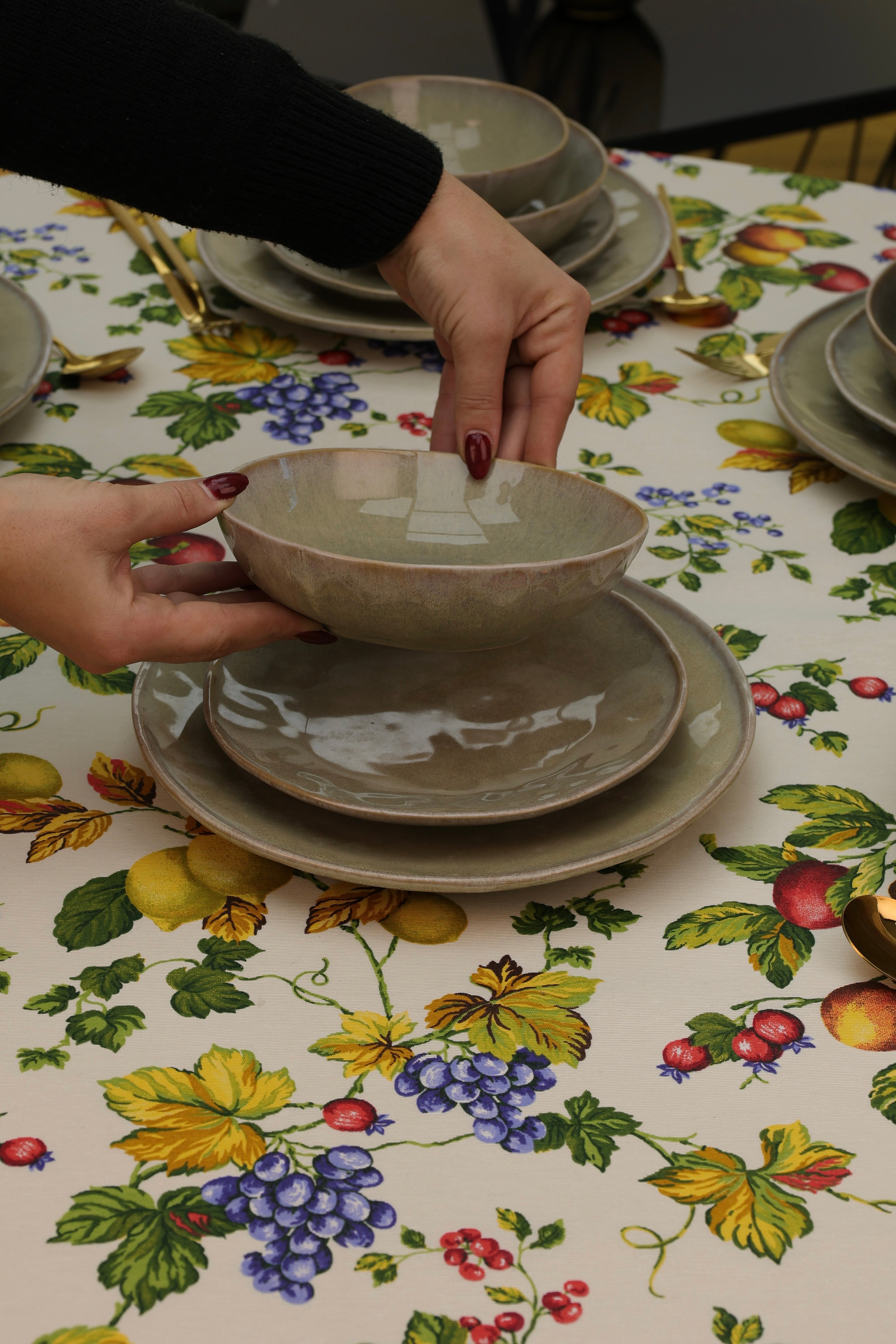 Service en céramique 24 pièces – Beige Sauge