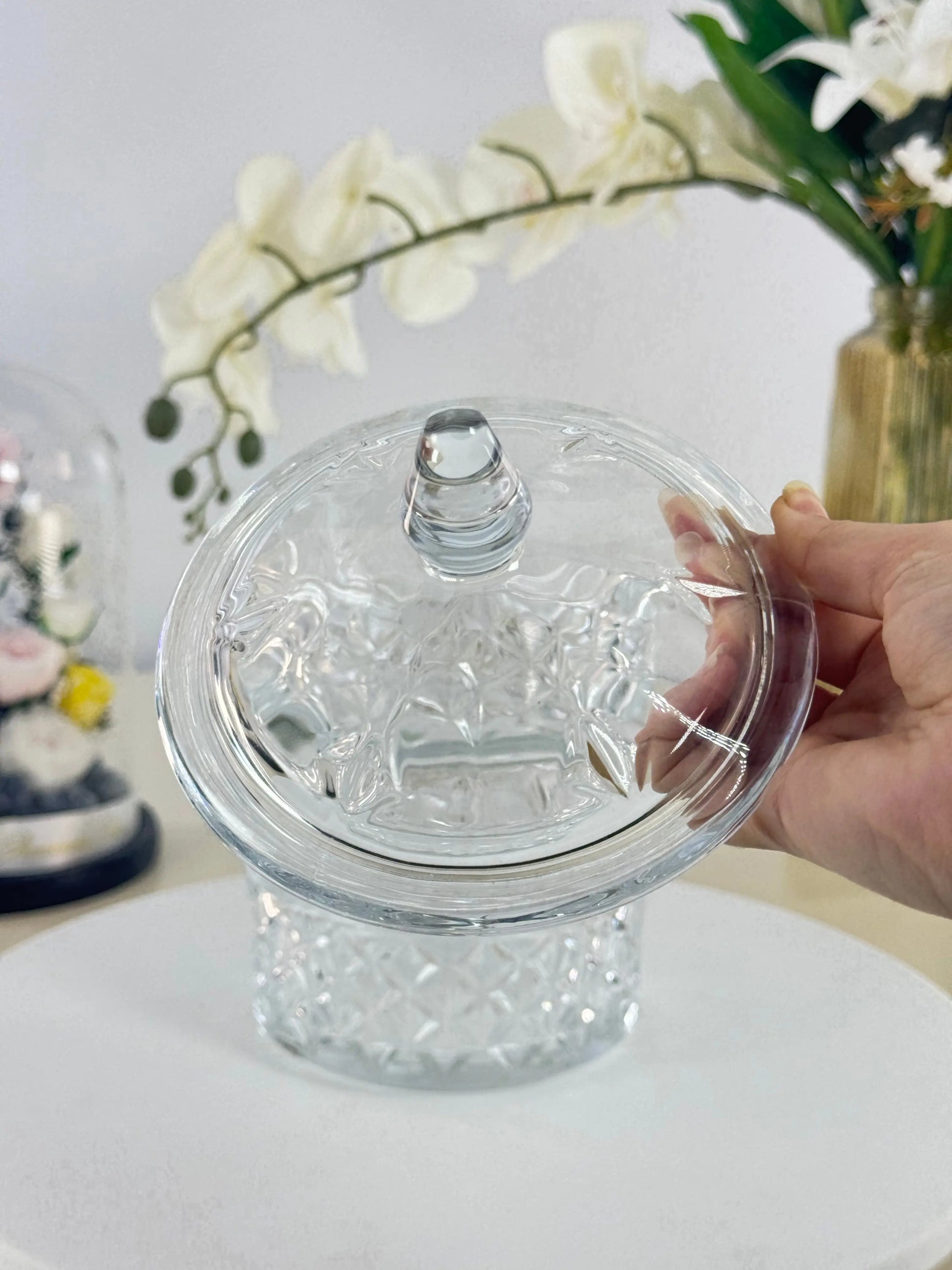 Bonbonnière en verre à 3 étages - Bol brillant
