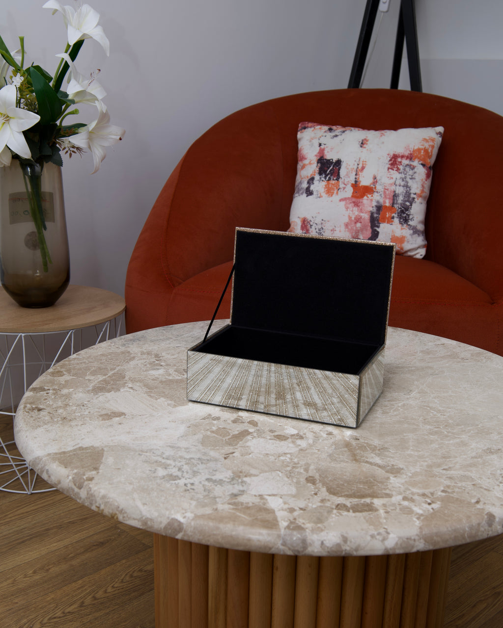 Lot de boîtes et cadre en verre miroir brillant ✨/ motif plume