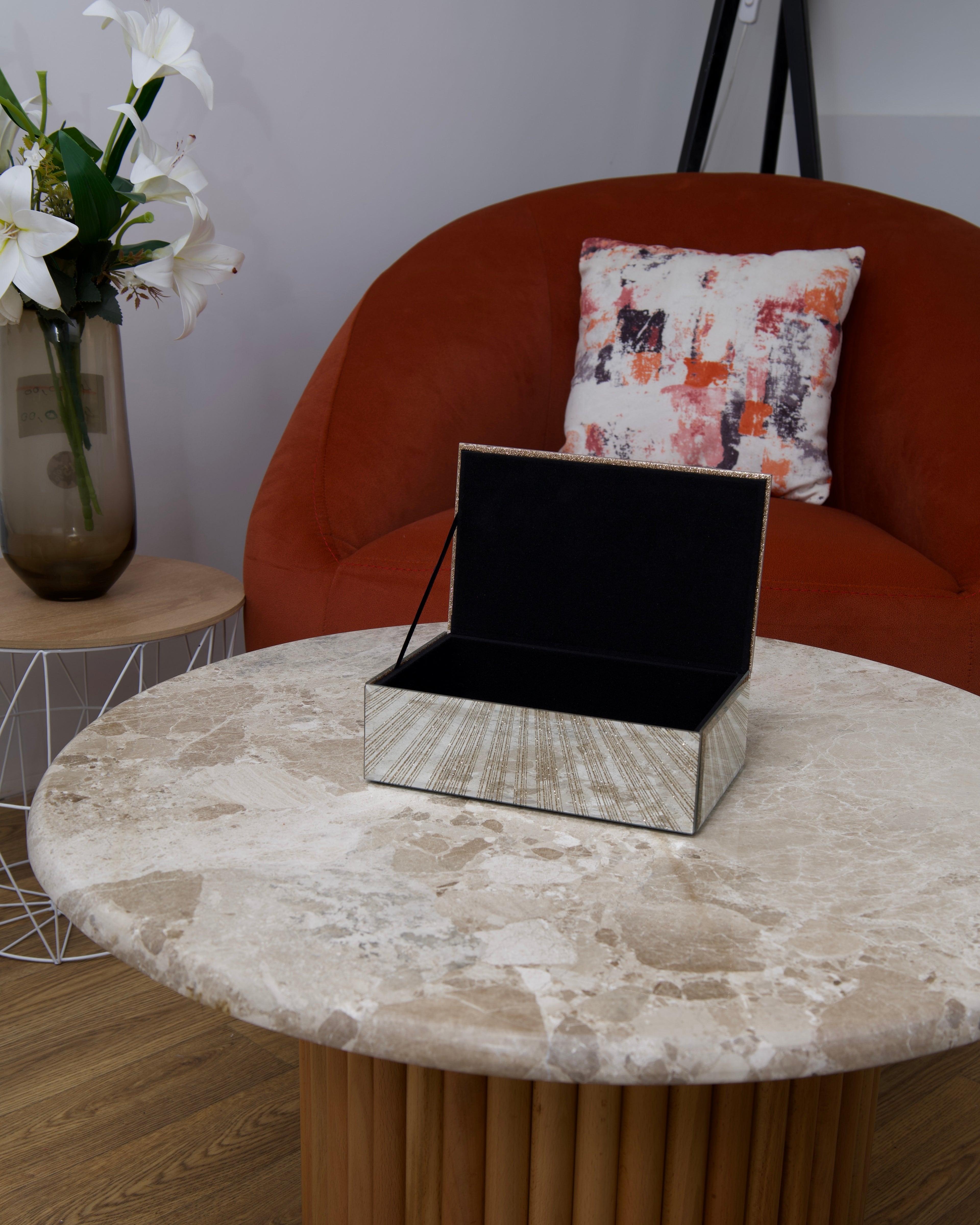 Lot de boîtes et cadre en verre miroir brillant ✨/ motif plume