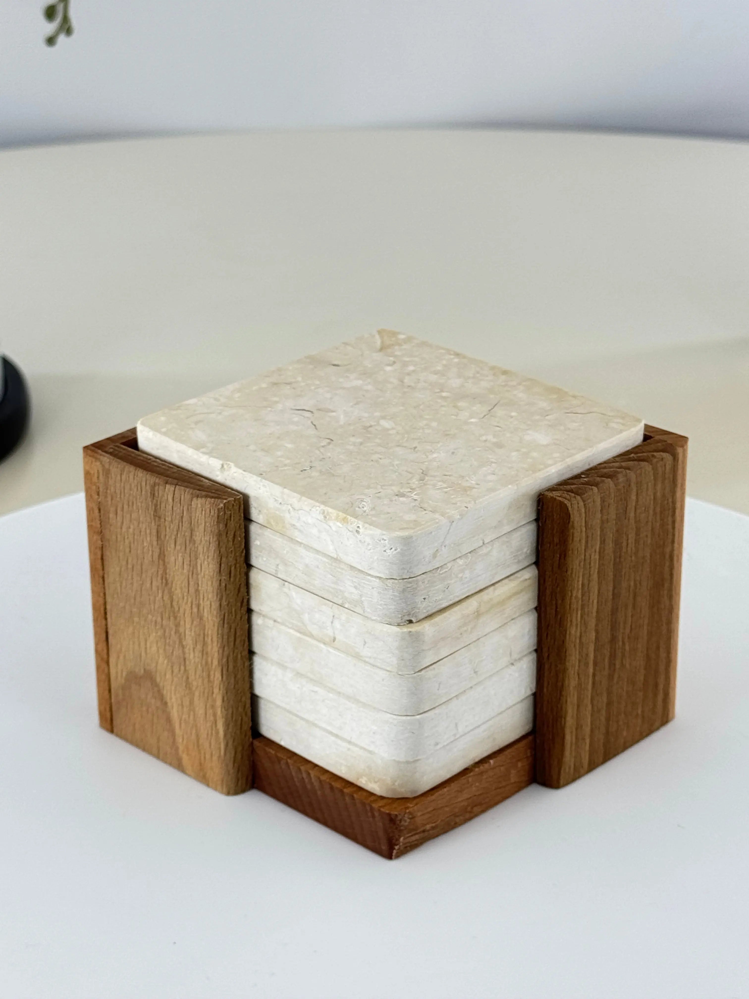 Lot de 6 dessous de verre en marbre Bol brillant