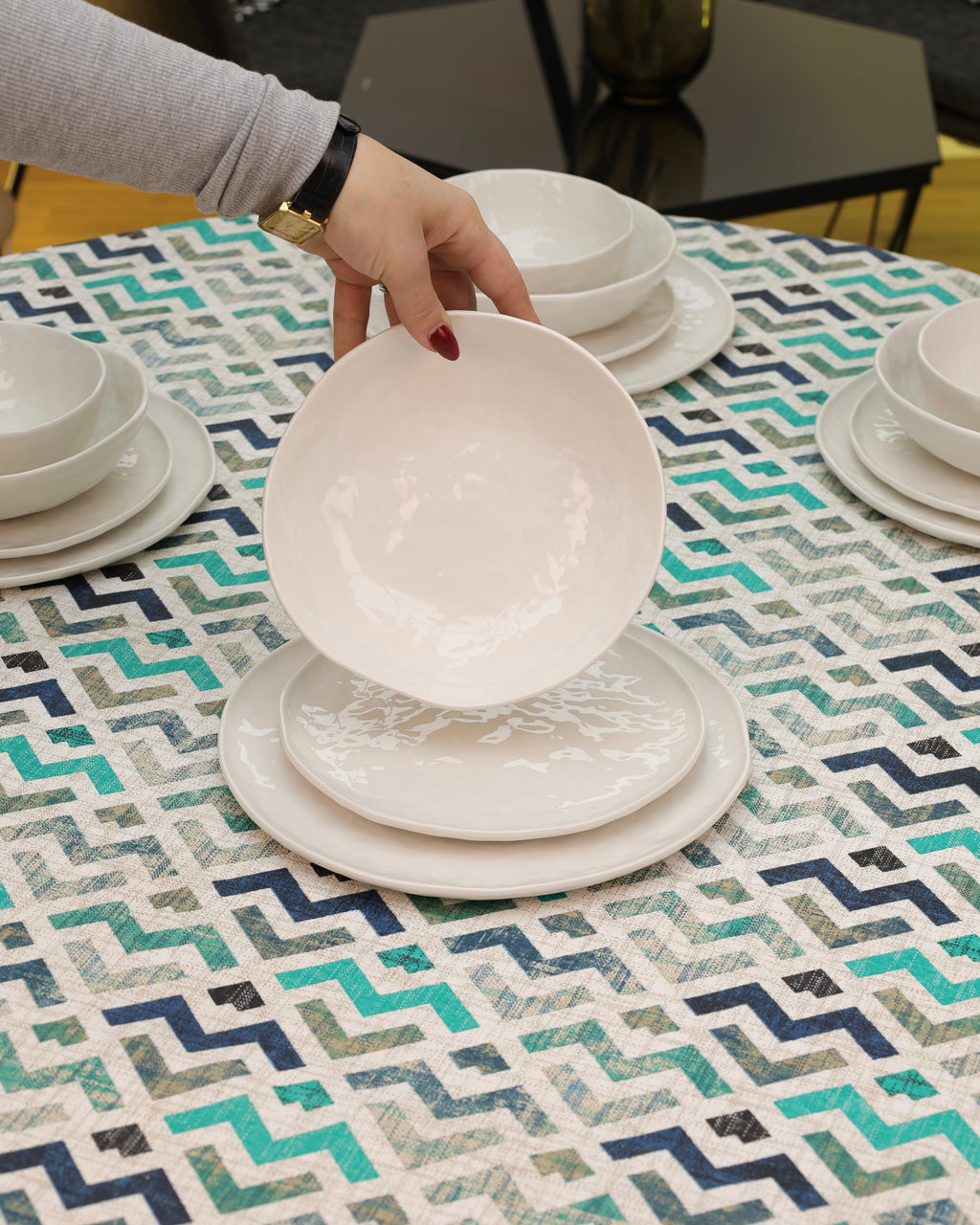 Service en Céramique Blanc – 24 Pièces