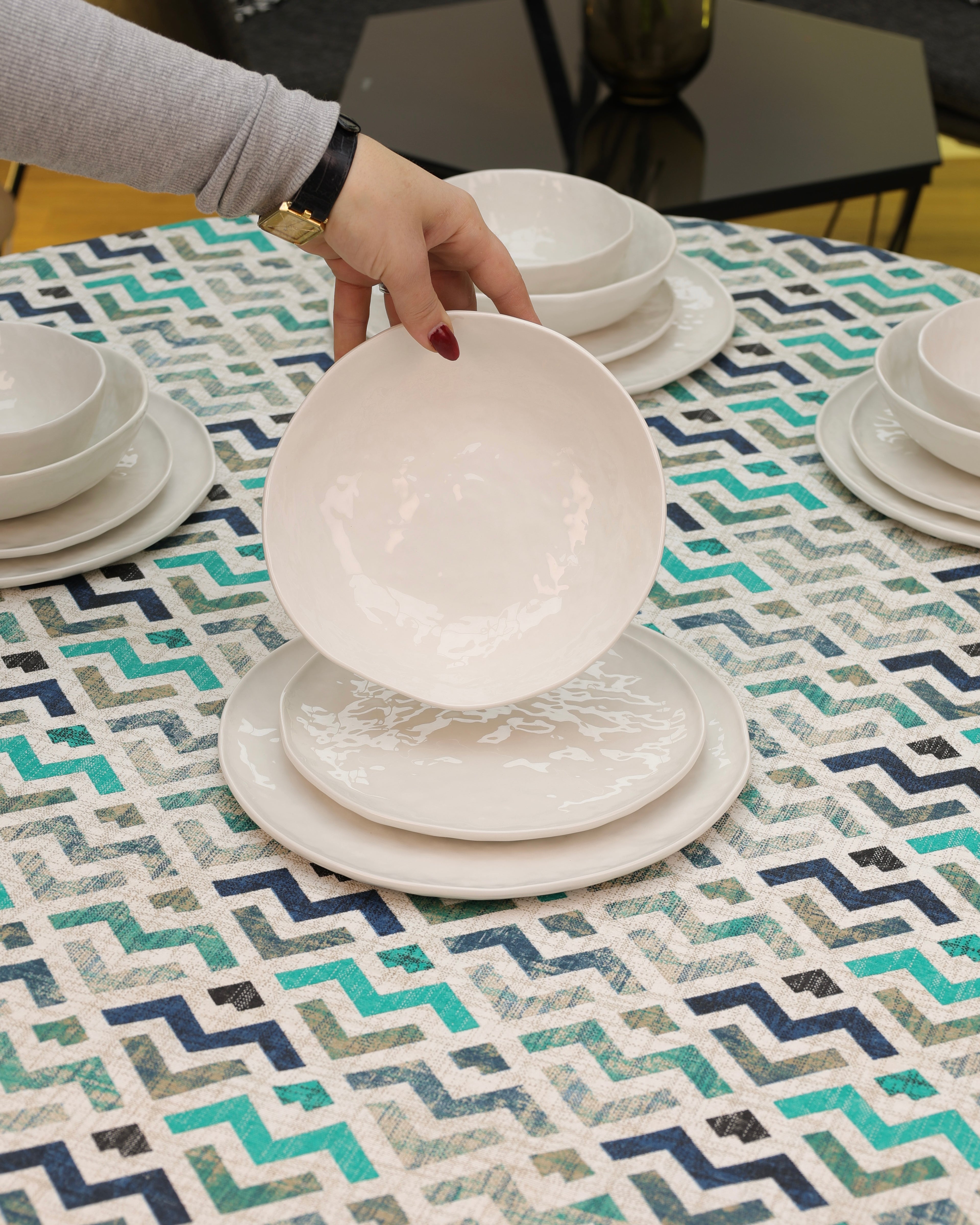 Service en Céramique Blanc – 24 Pièces