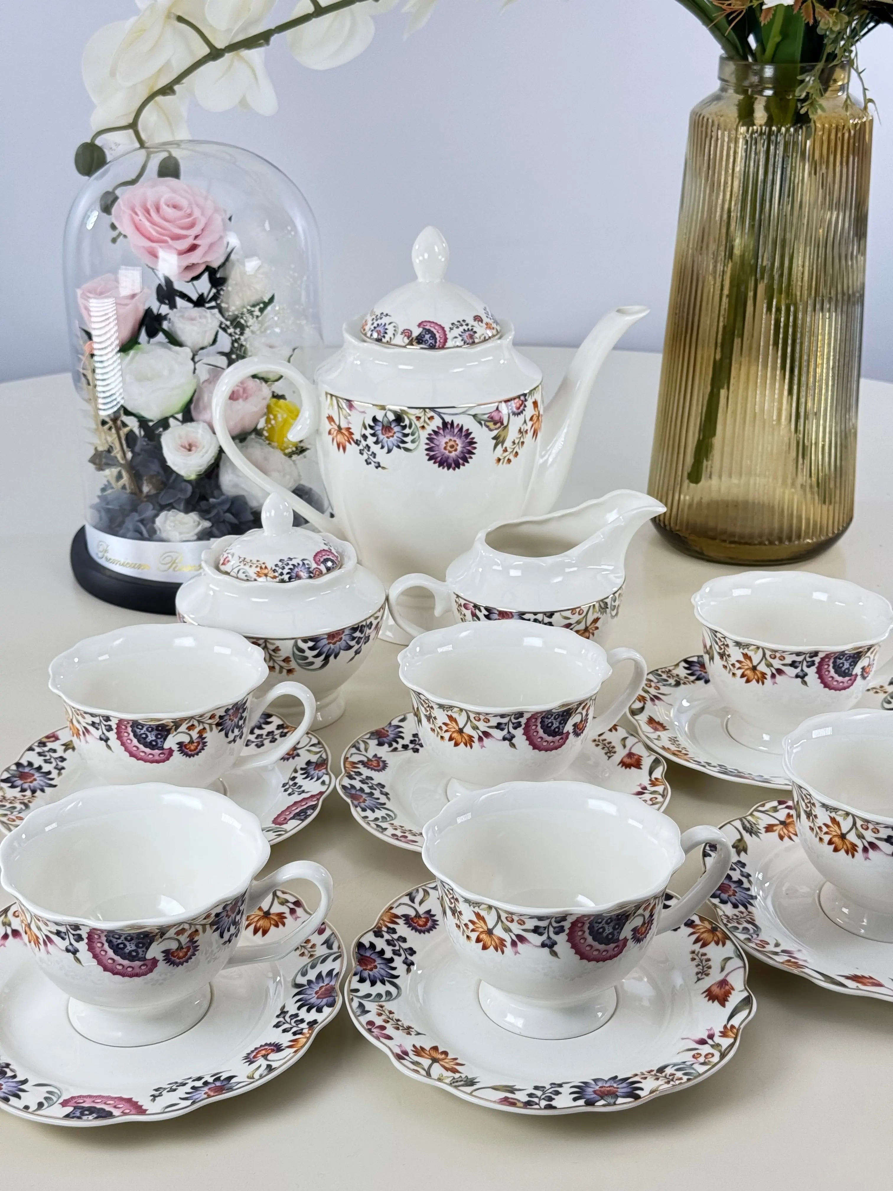 Service à café au lait 15 pièces Bol brillant