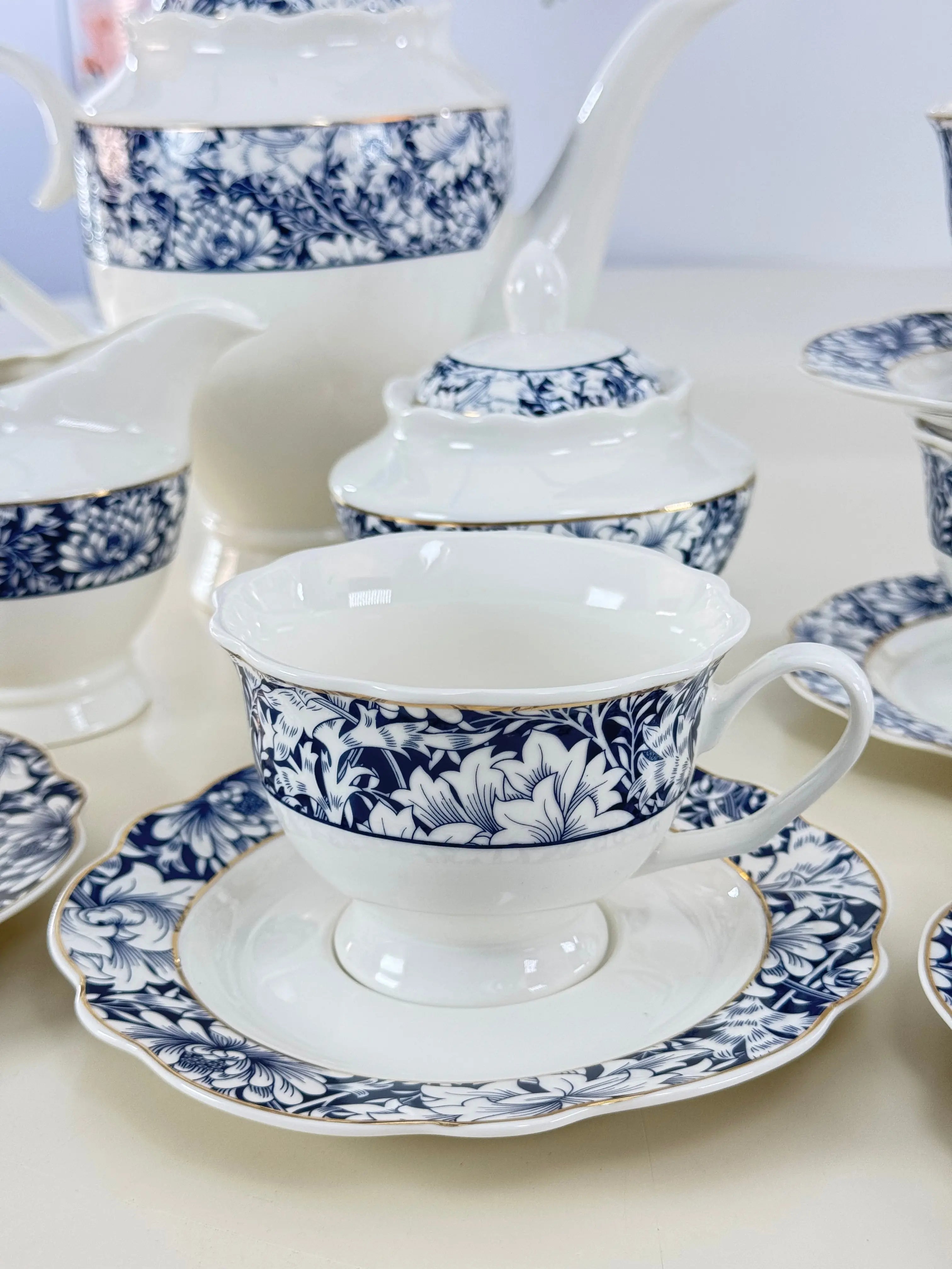 Service à café au lait 15 pièces Bol brillant