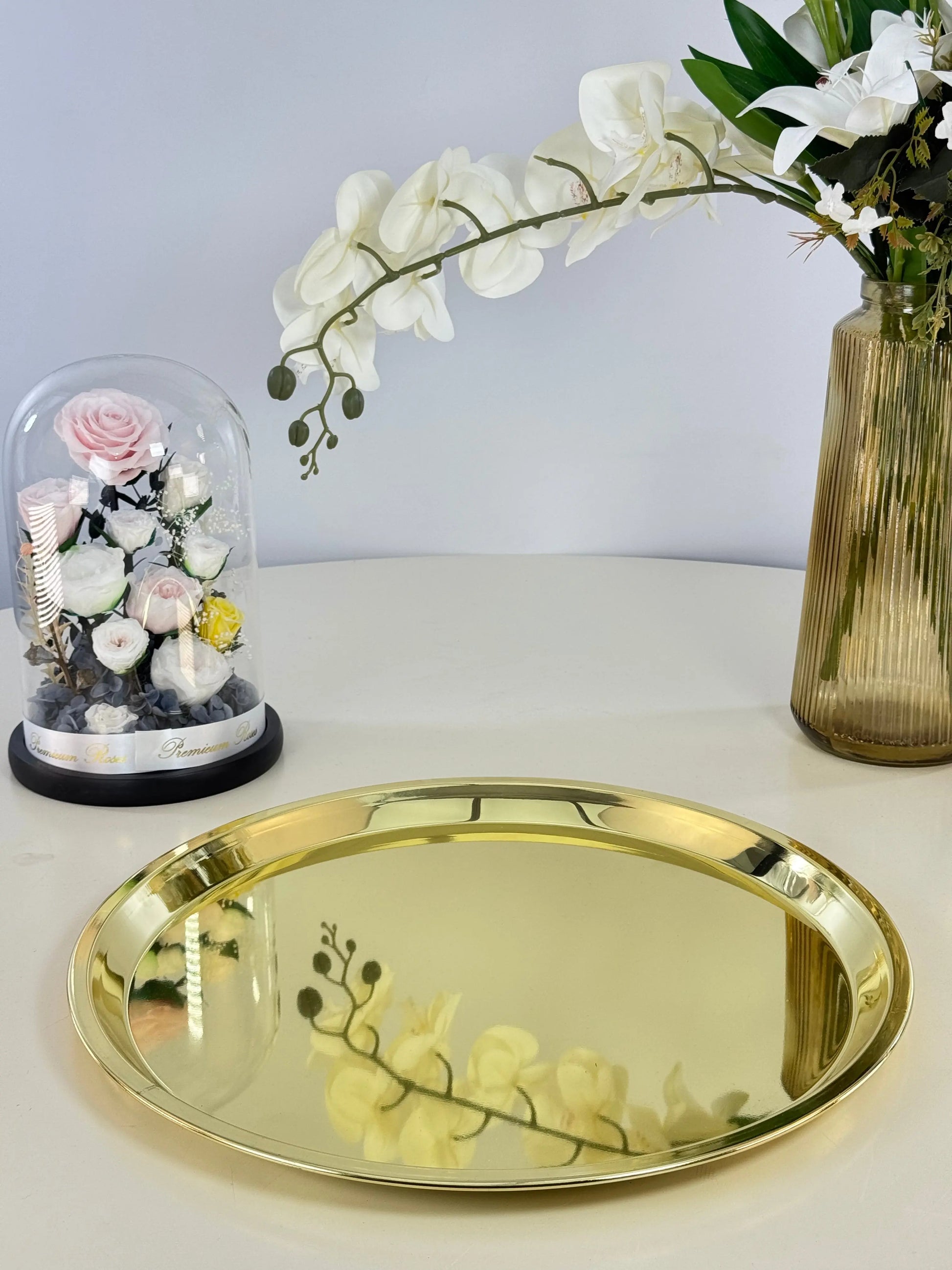 Plateau doré en inox 40cm Bol brillant