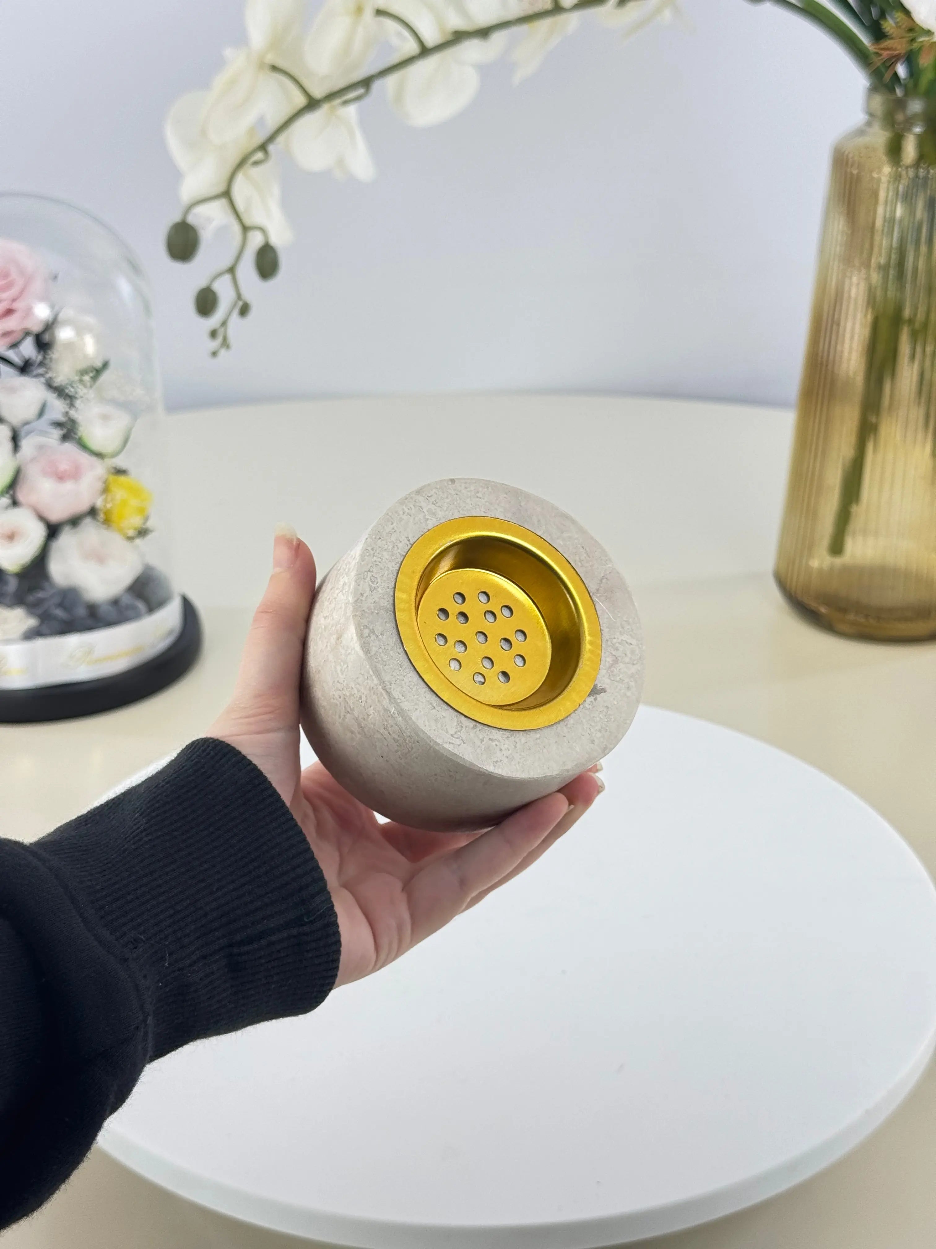 Mabkhara en marbre naturel Bol brillant