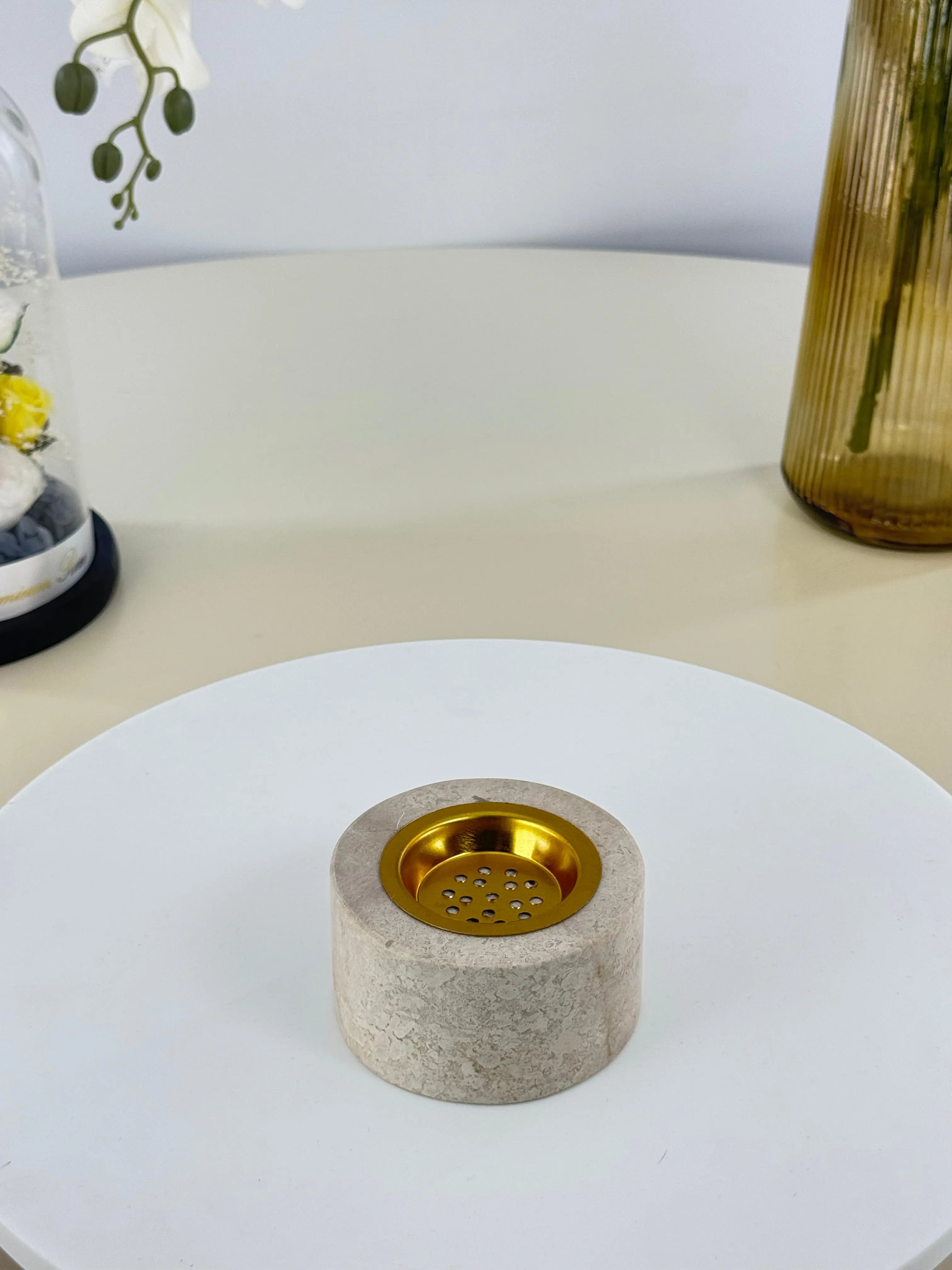 Mabkhara en marbre naturel Bol brillant