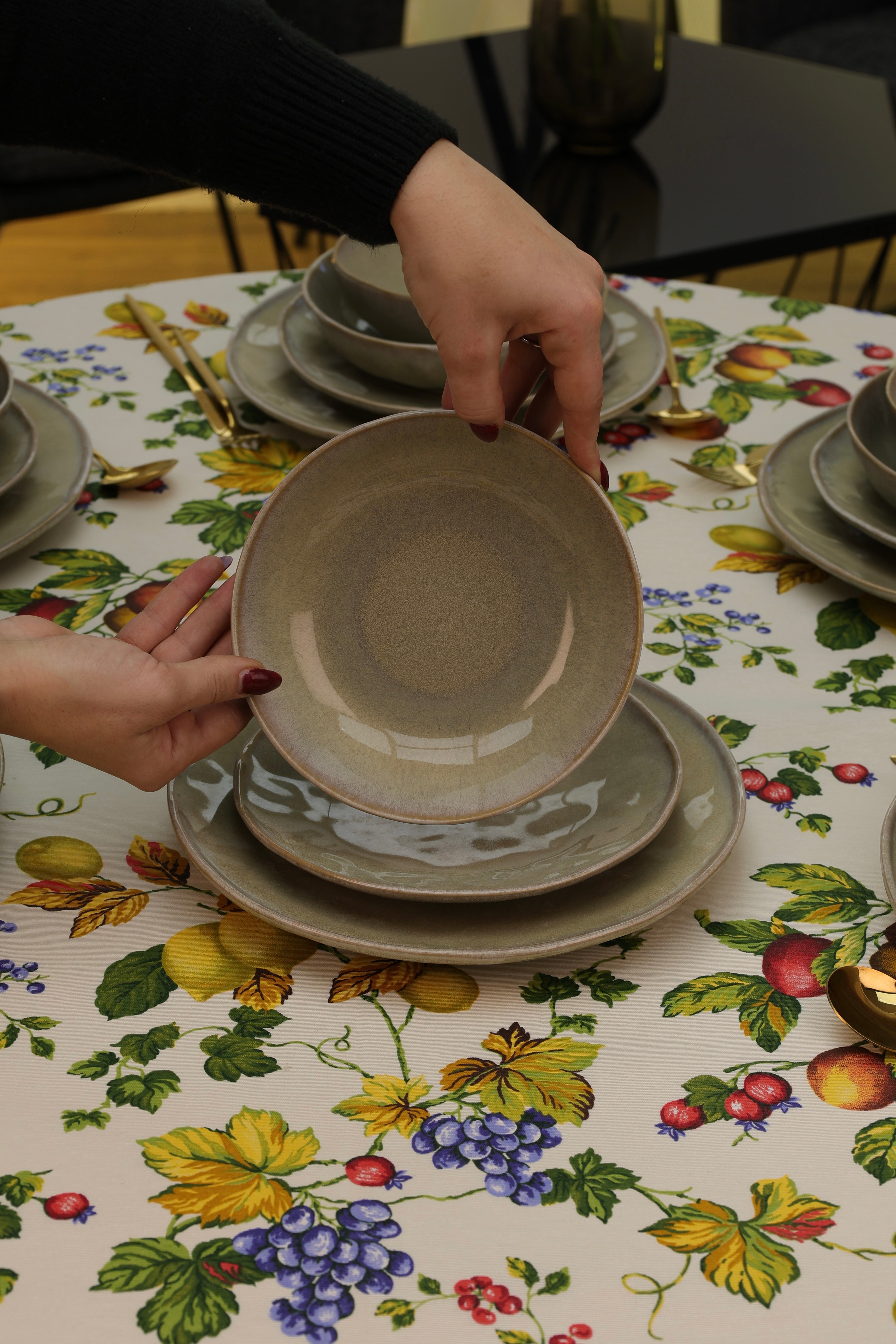 Service en céramique 24 pièces – Beige Sauge