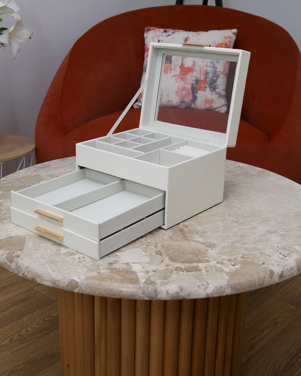 Boîte à bijoux 3 étages - blanc