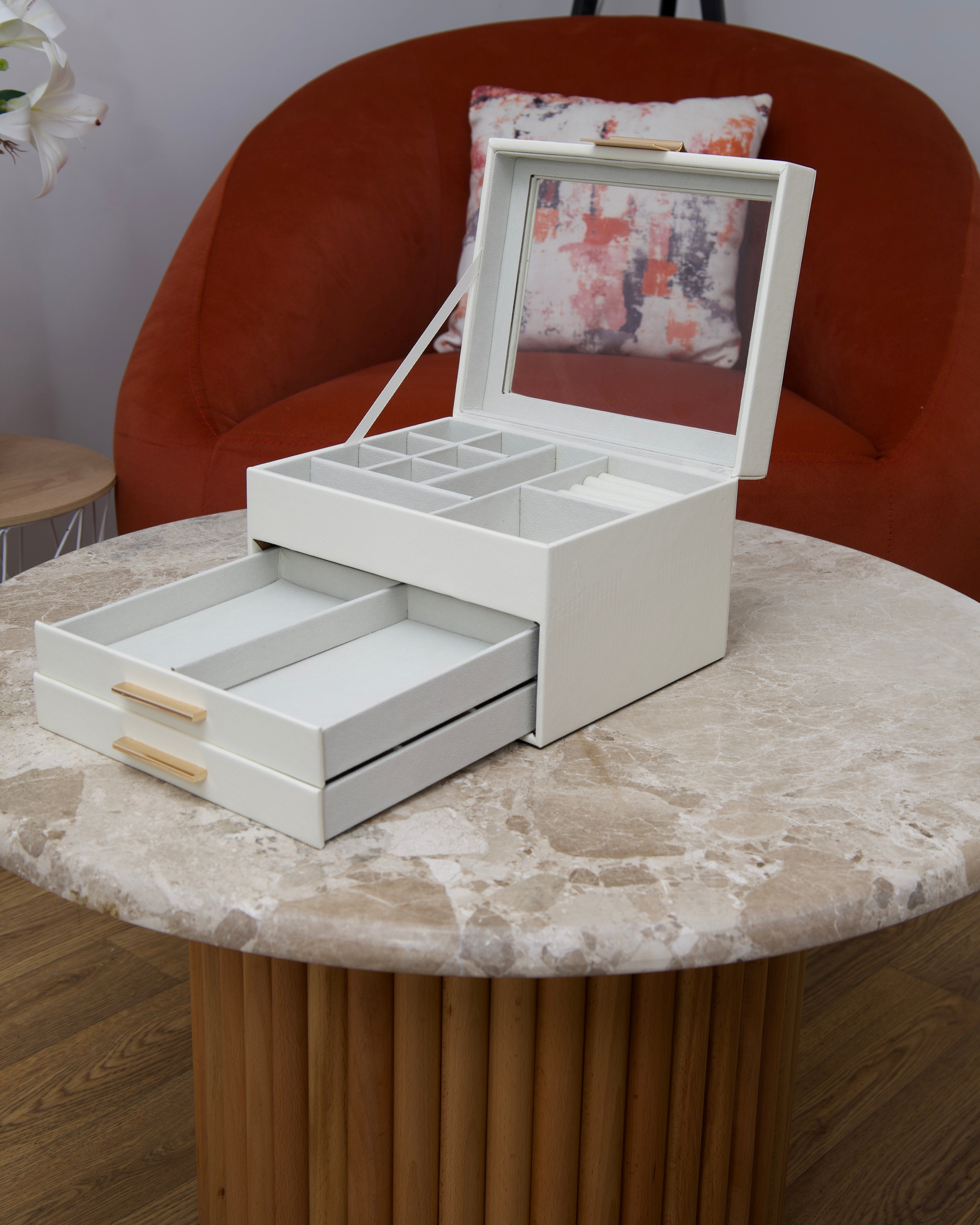 Boîte à bijoux 3 étages - blanc