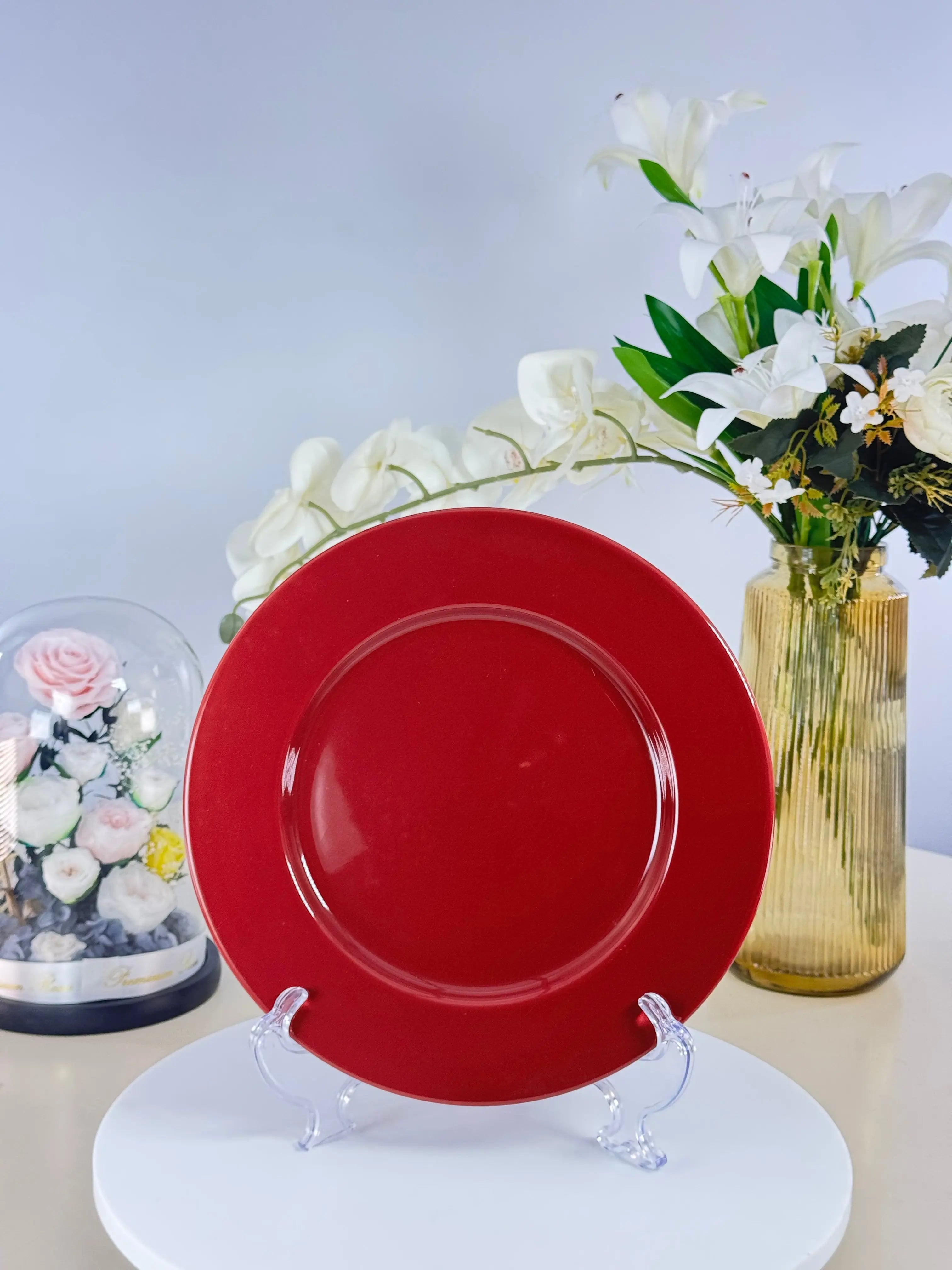 Assiette en céramique bordeaux 🍽️ Bol brillant