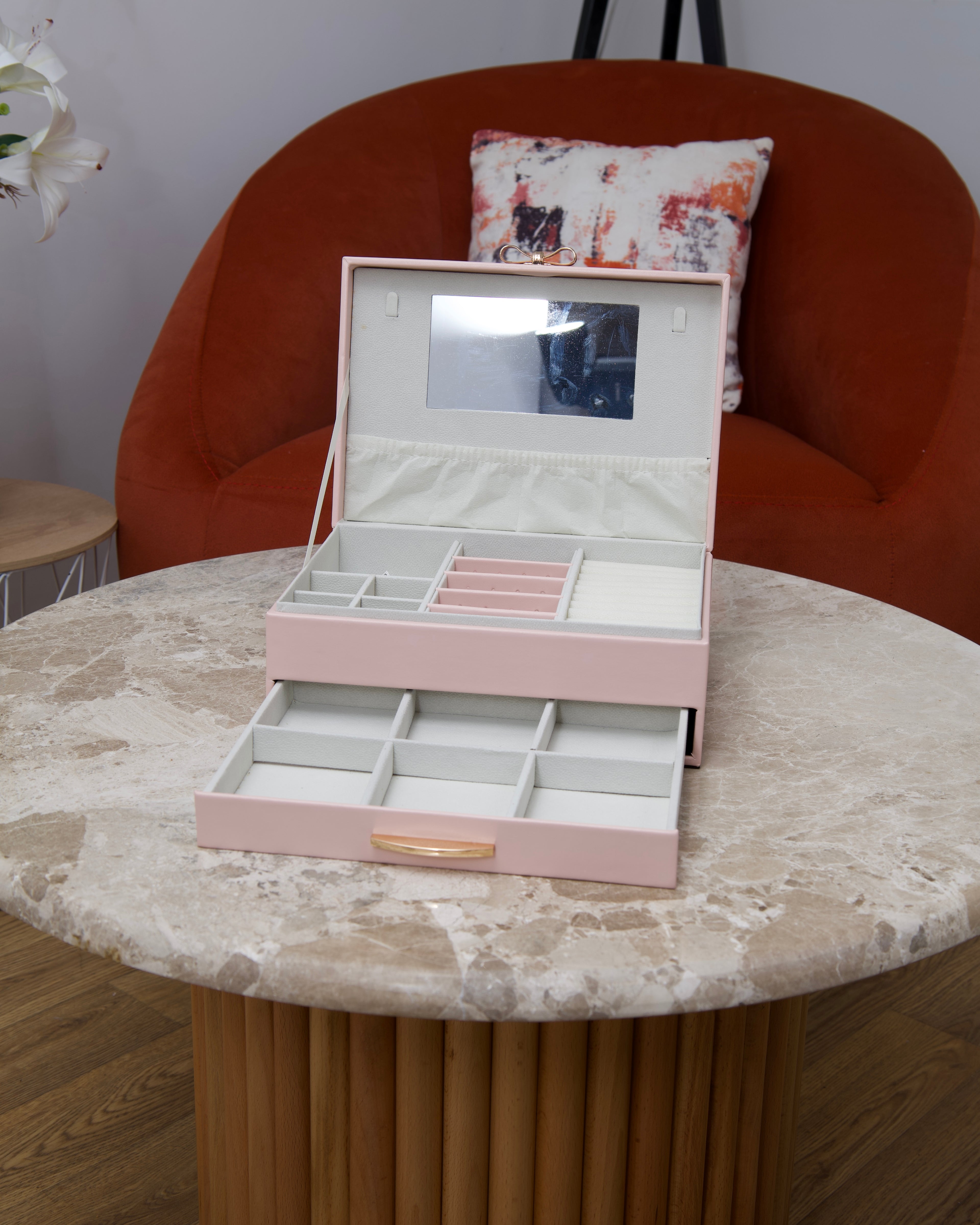 Boîte à bijoux  Strié - Rose