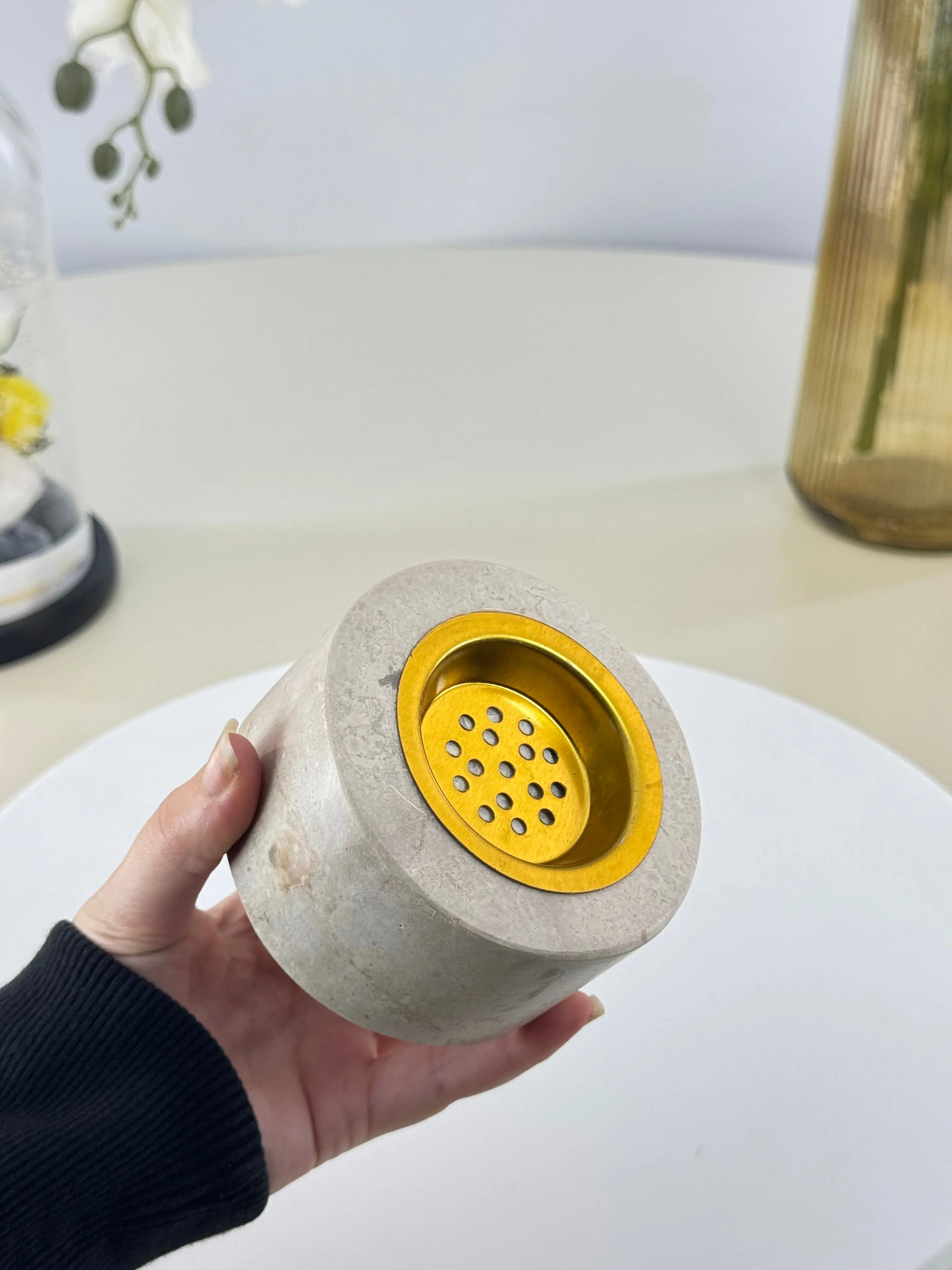 Mabkhara en marbre naturel Bol brillant