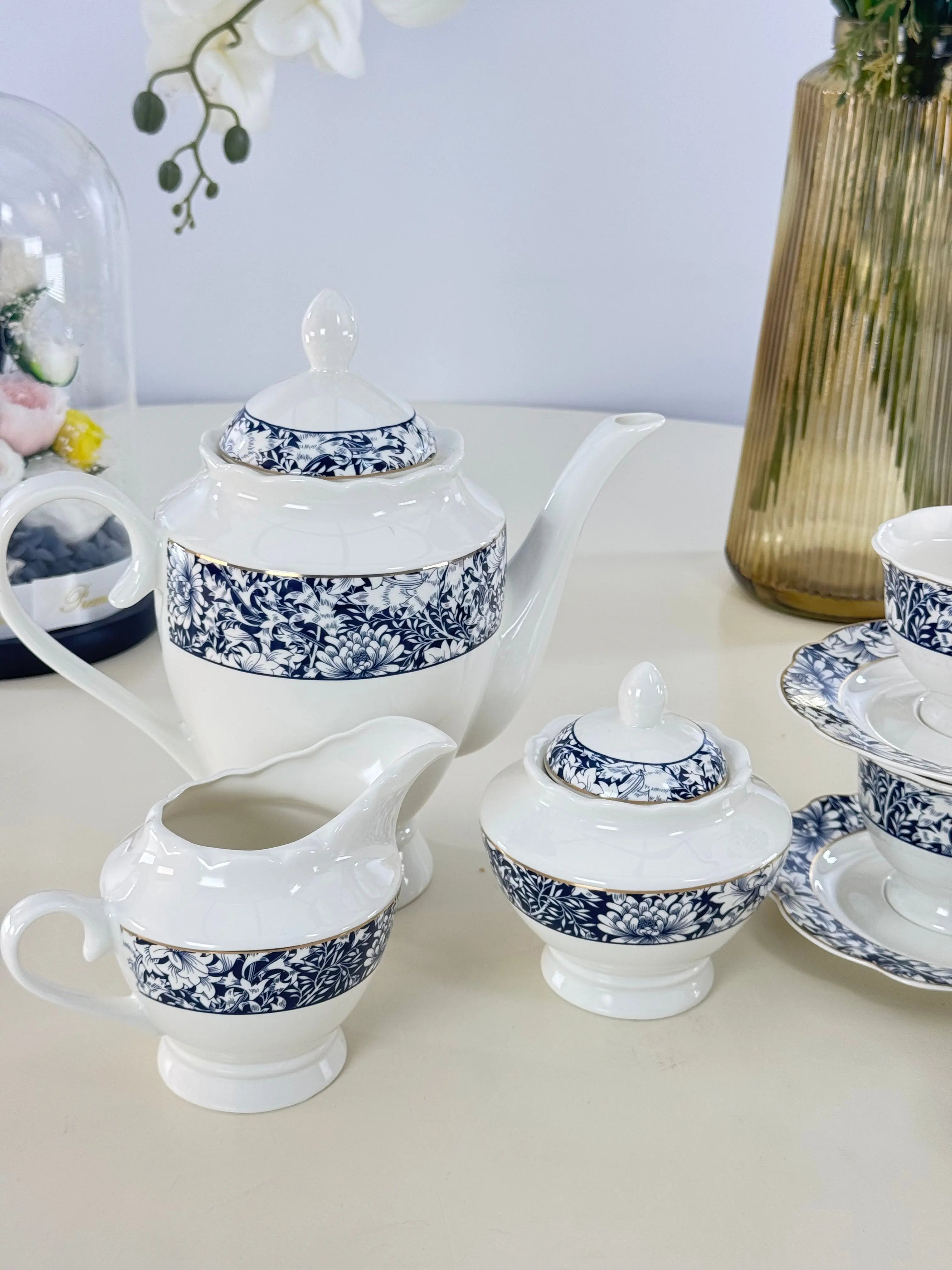 Service à café au lait 15 pièces Bol brillant