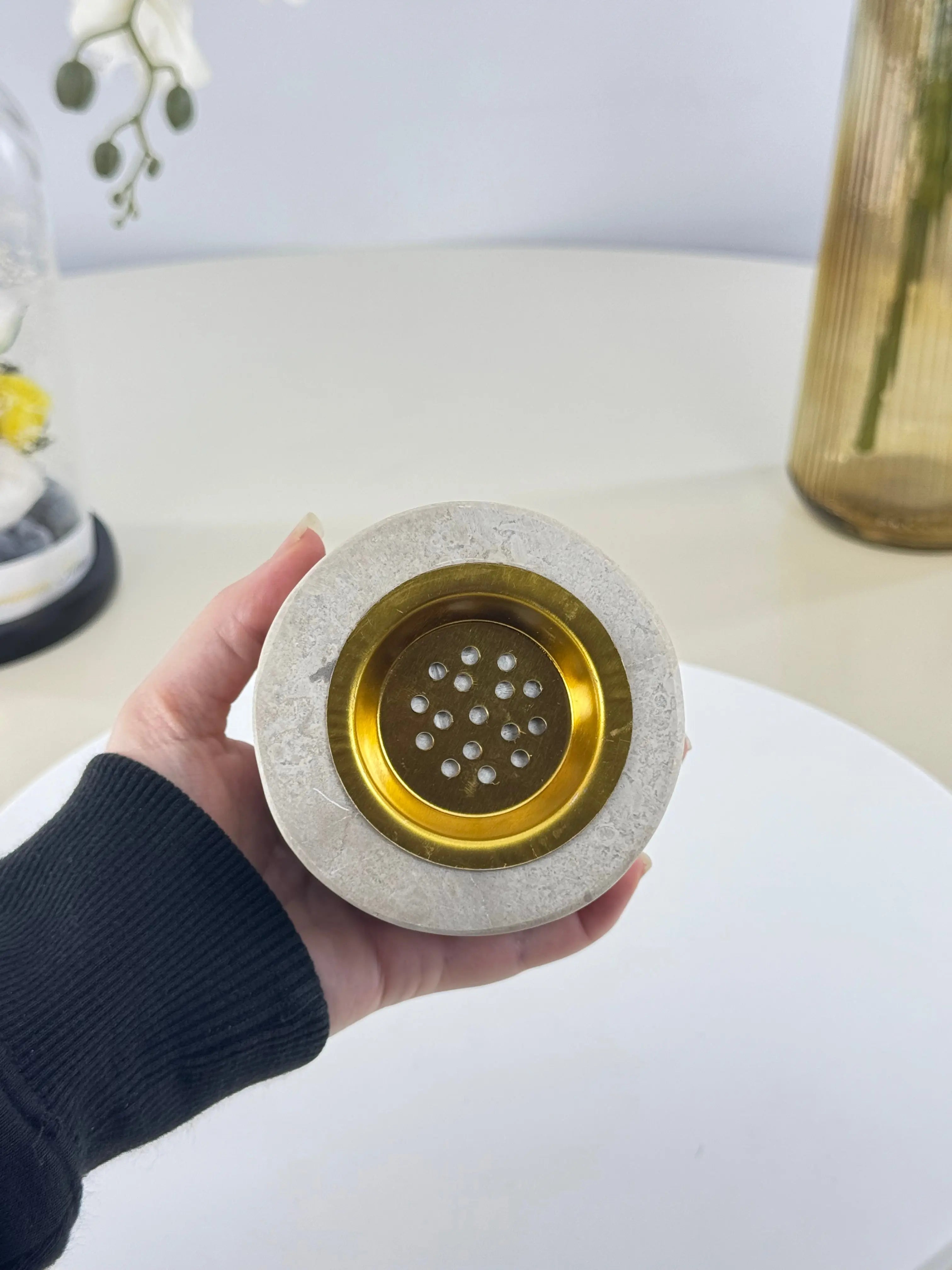 Mabkhara en marbre naturel Bol brillant