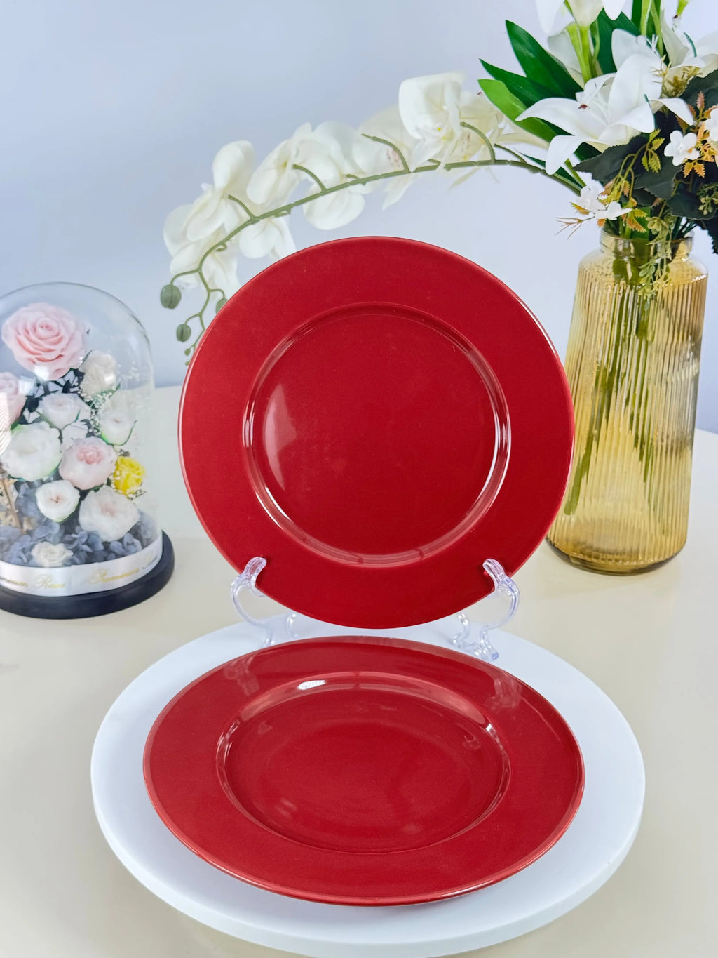 Assiette en céramique bordeaux 🍽️ Bol brillant