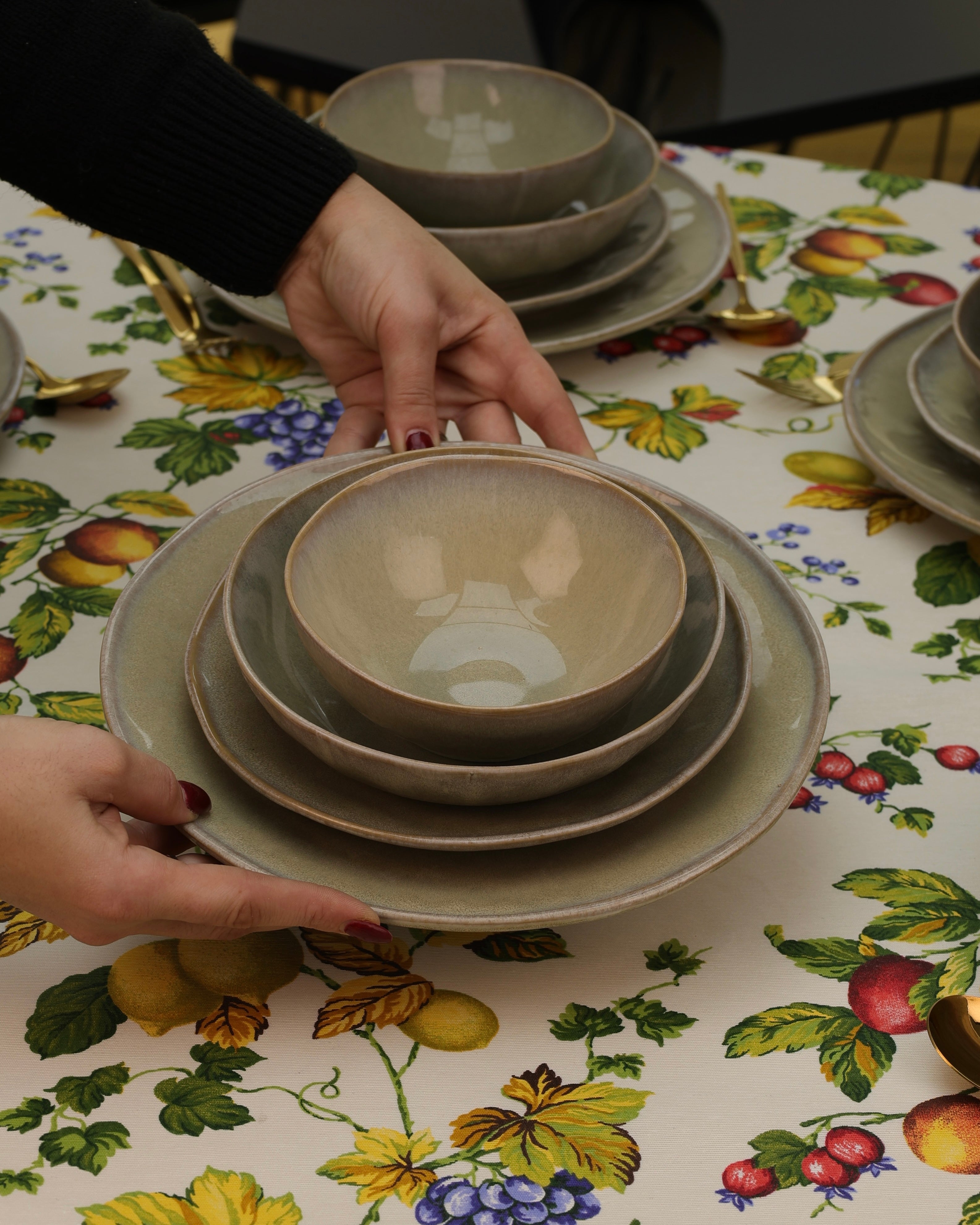 Service en céramique 24 pièces – Beige Sauge