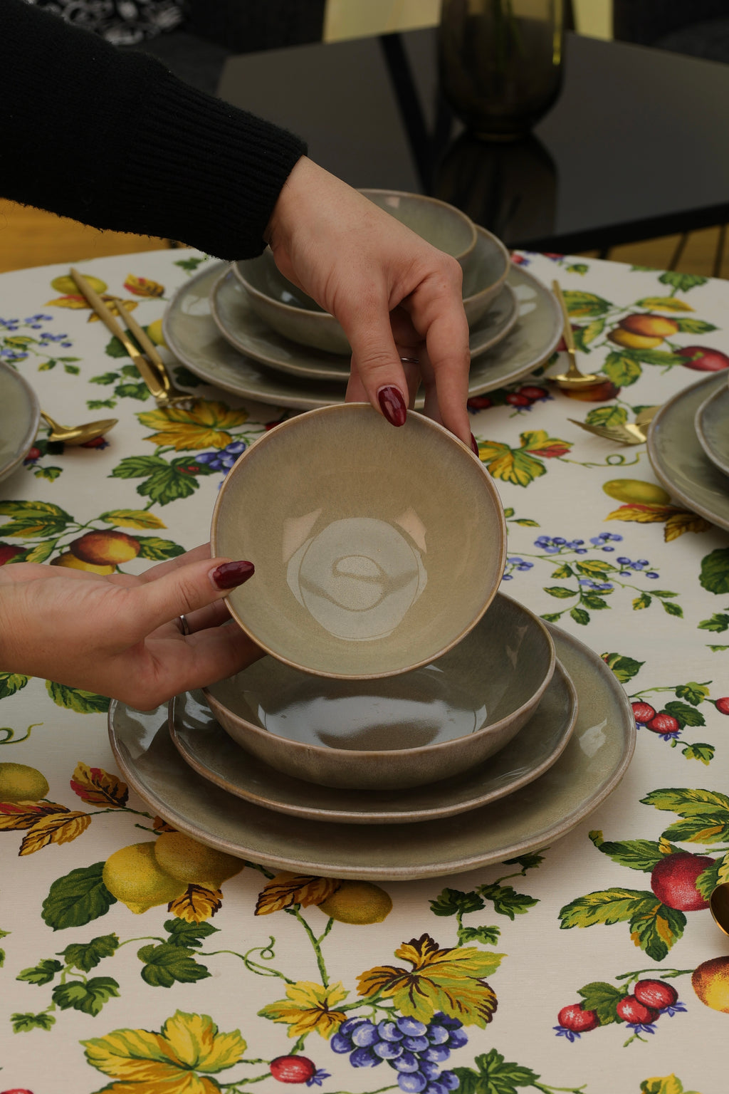 Service en céramique 24 pièces – Beige Sauge