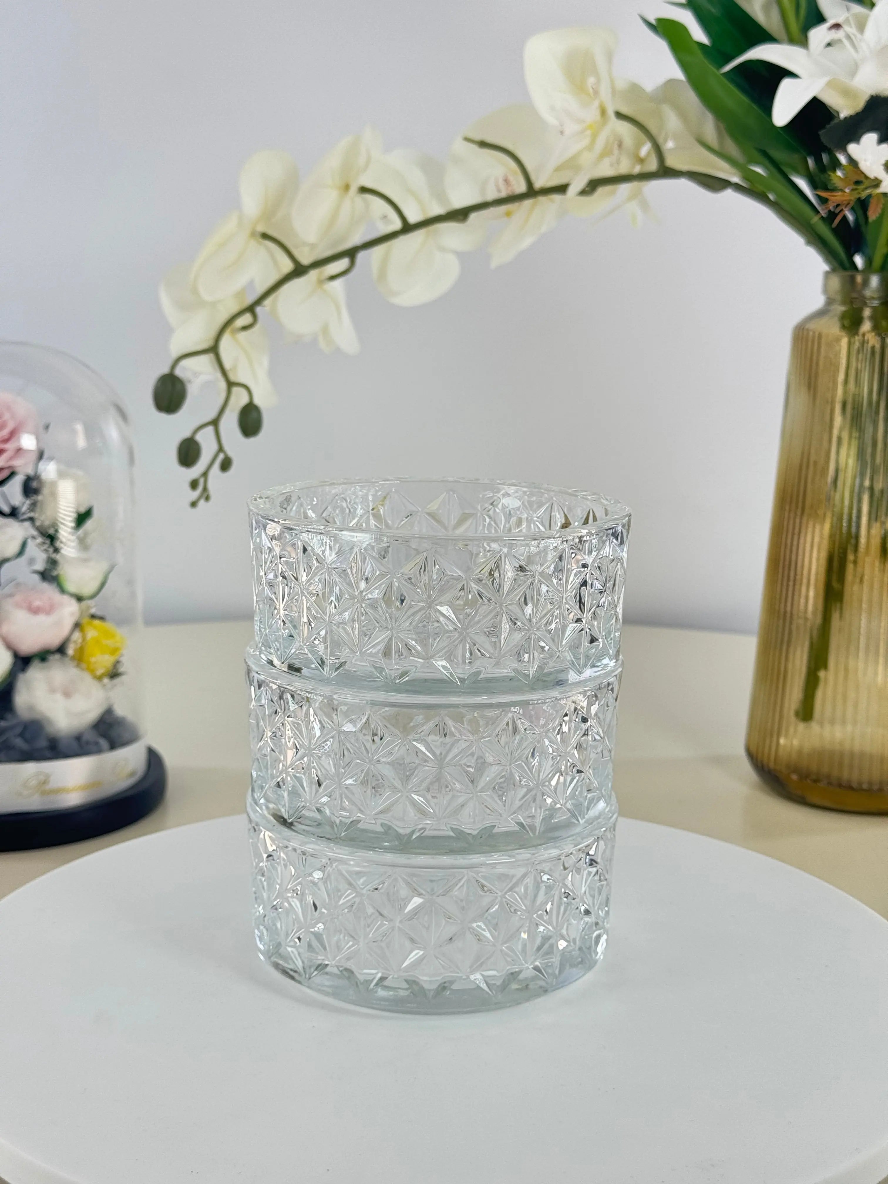 Bonbonnière en verre à 3 étages Bol brillant