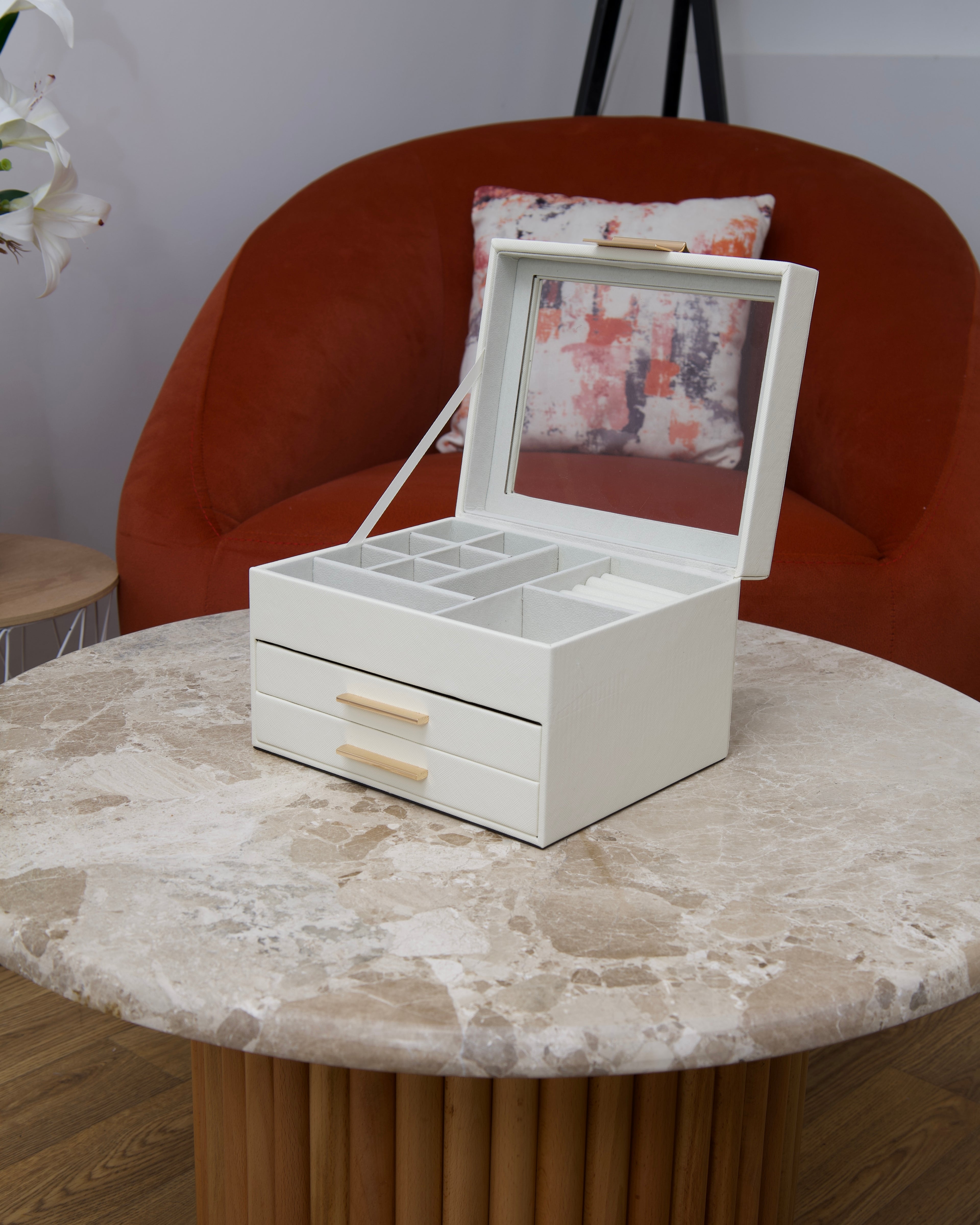 Boîte à bijoux 3 étages - blanc