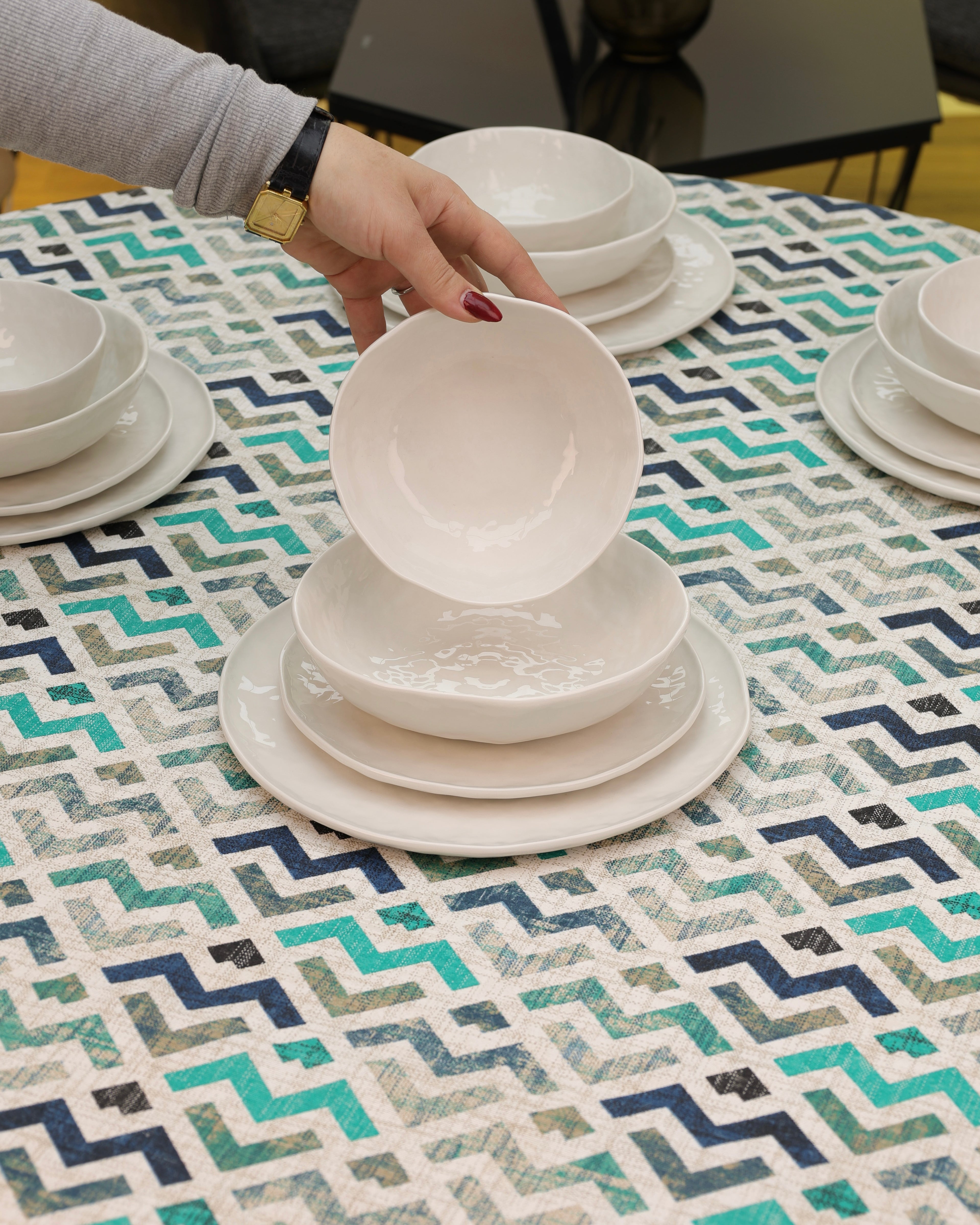 Service en Céramique Blanc – 24 Pièces