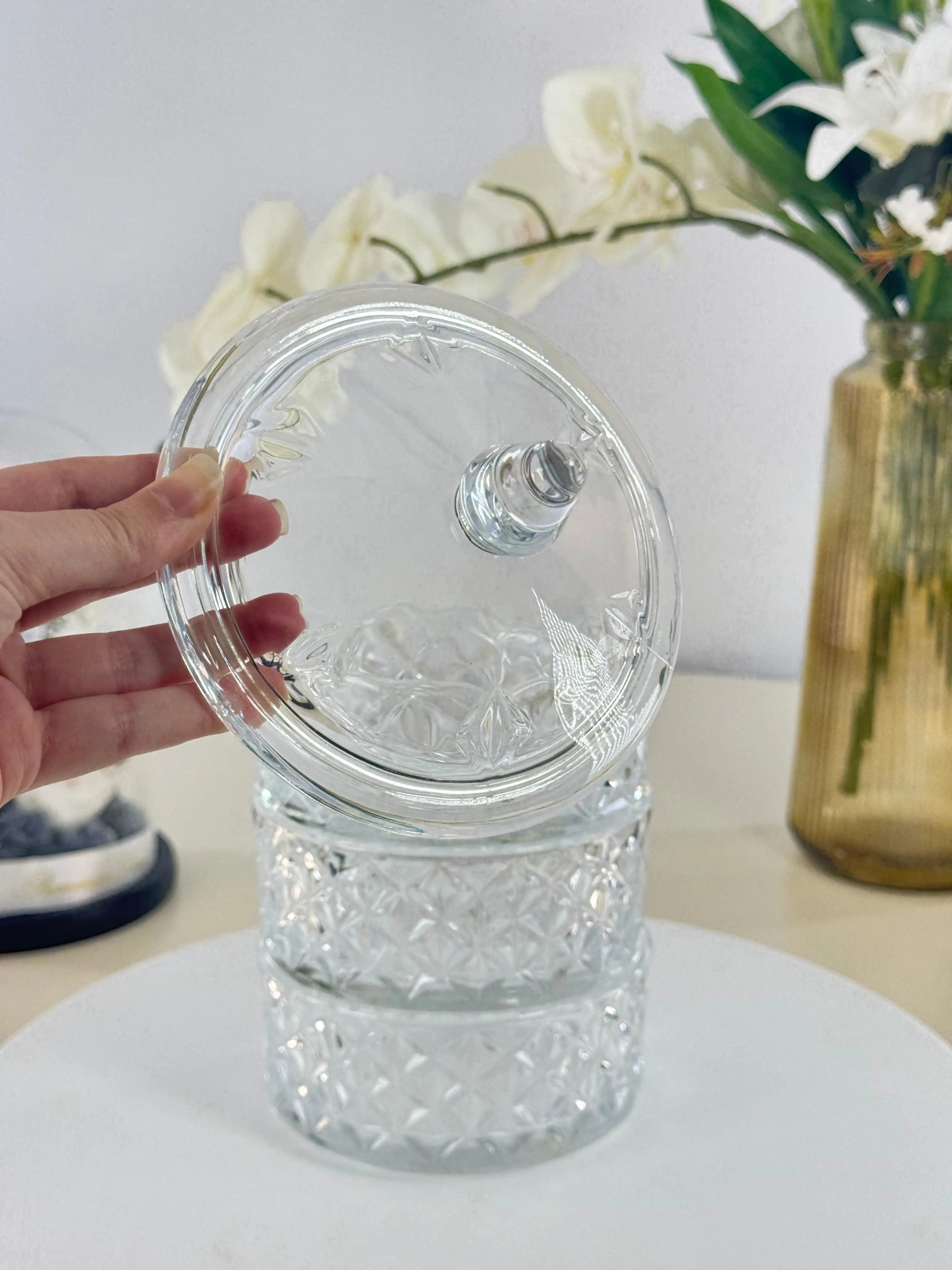 Bonbonnière en verre à 3 étages - Bol brillant