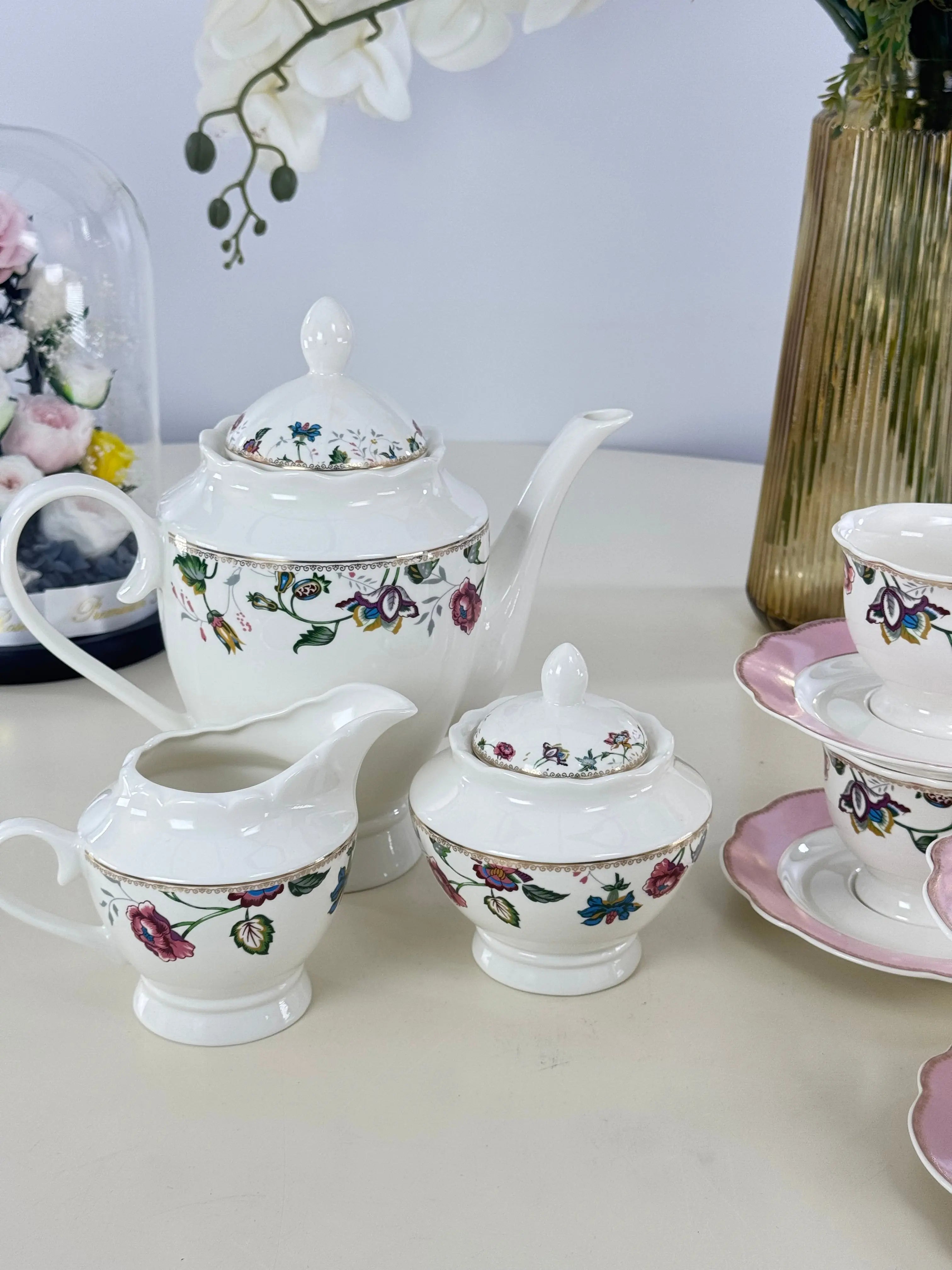 Service café au lait 15 pièces Bol brillant