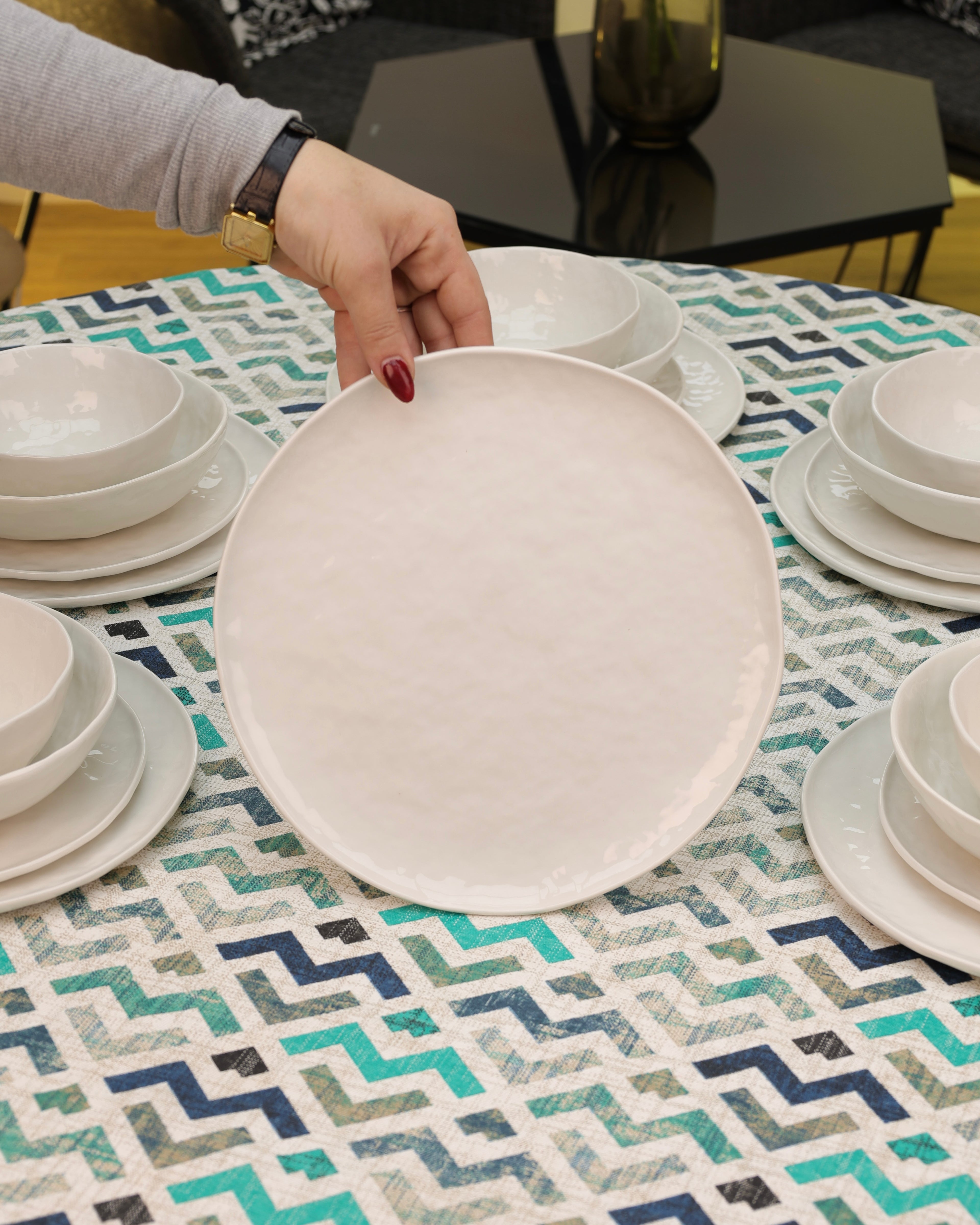 Service en Céramique Blanc – 24 Pièces