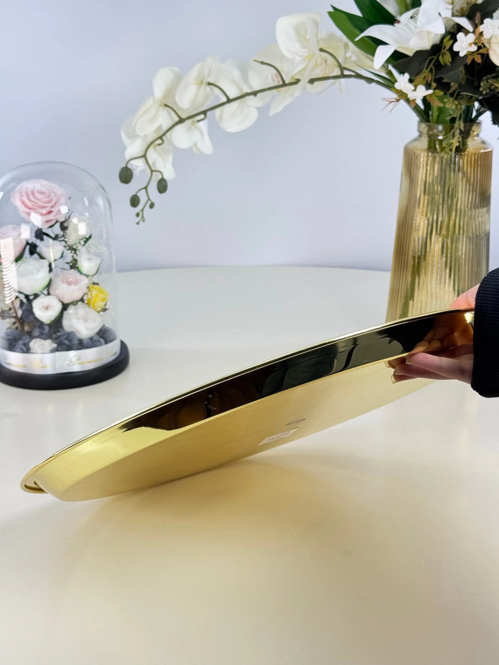 Plateau doré en inox 40cm Bol brillant