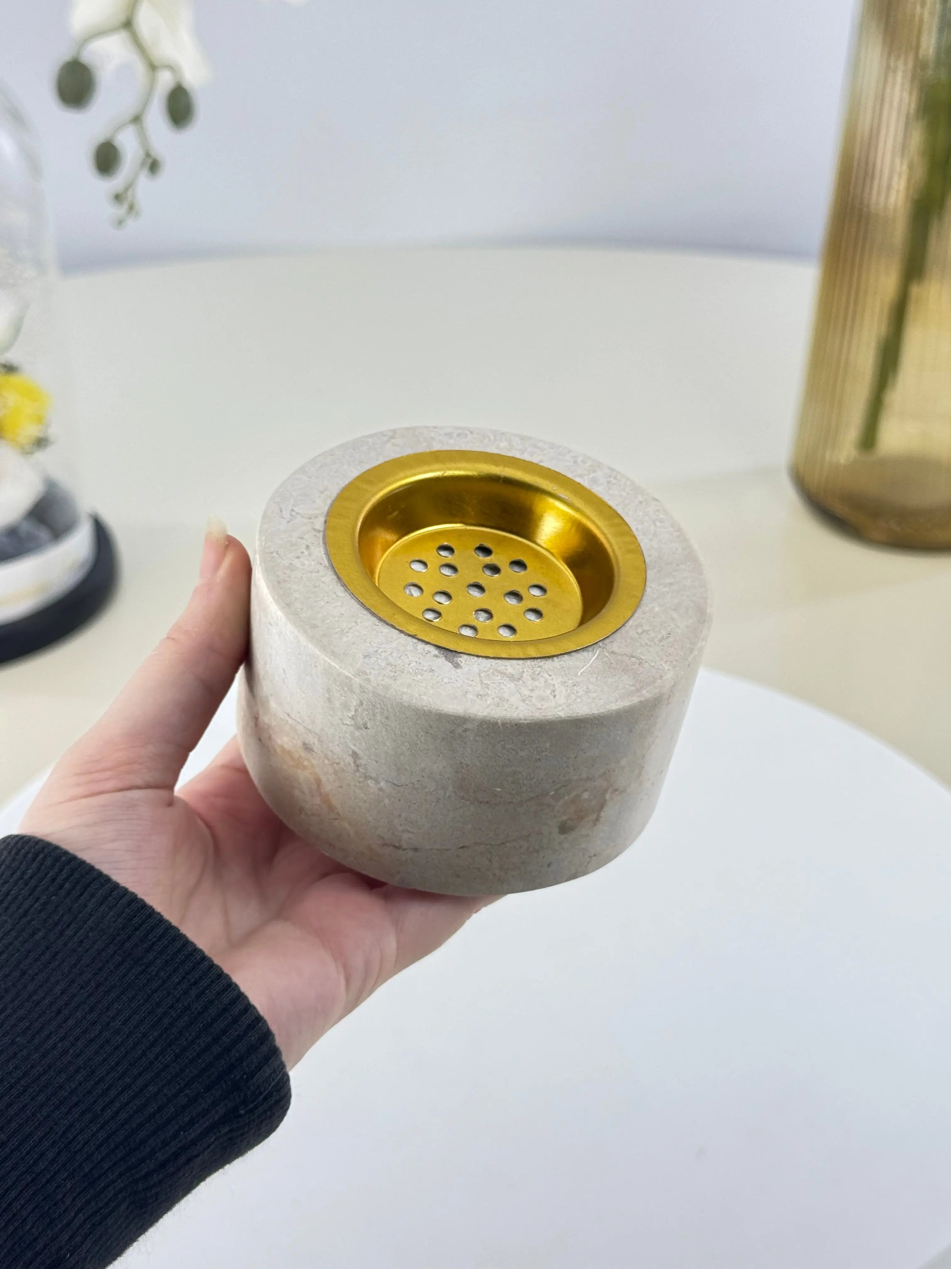 Mabkhara en marbre naturel Bol brillant