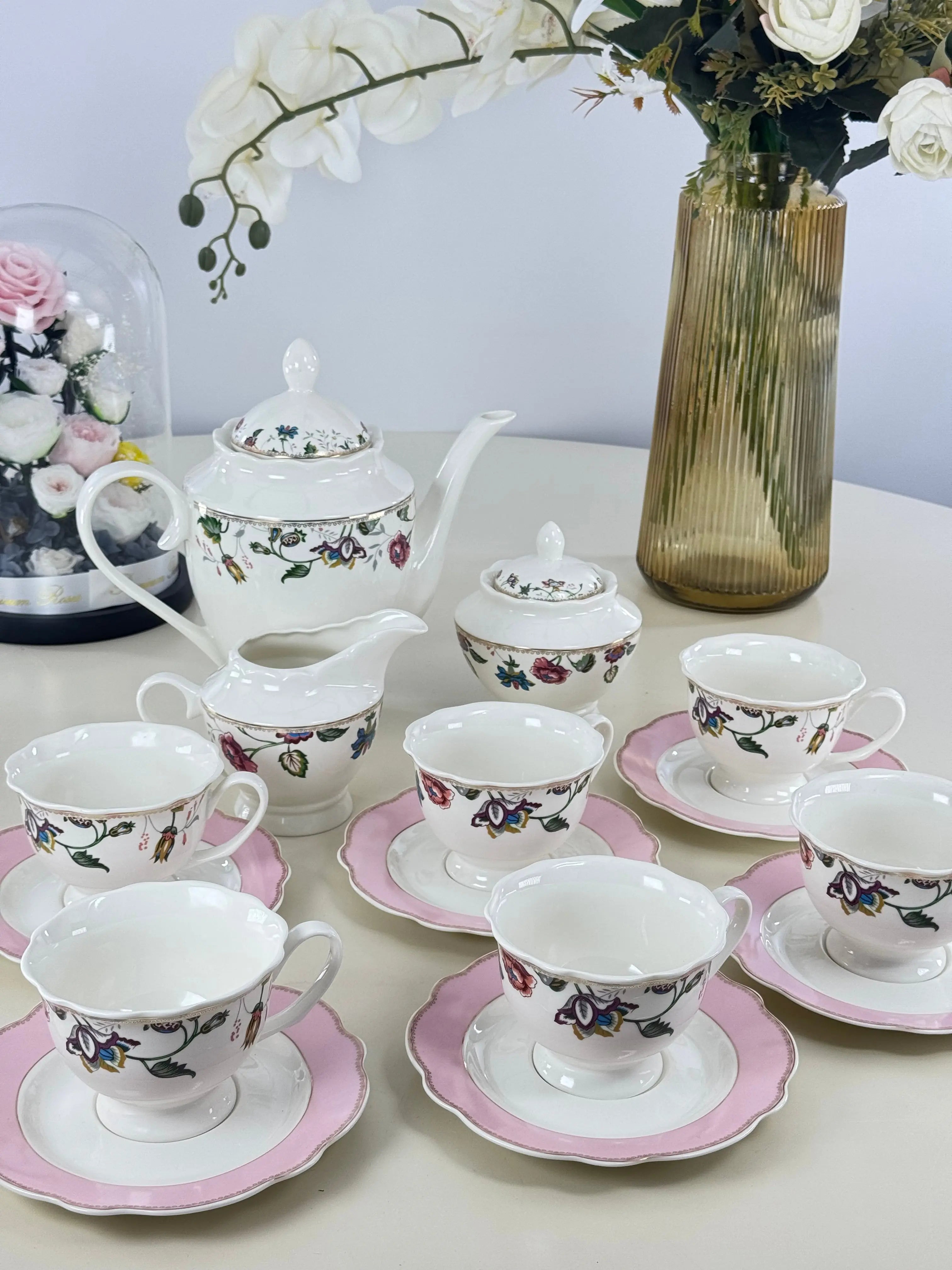 Service café au lait 15 pièces Bol brillant