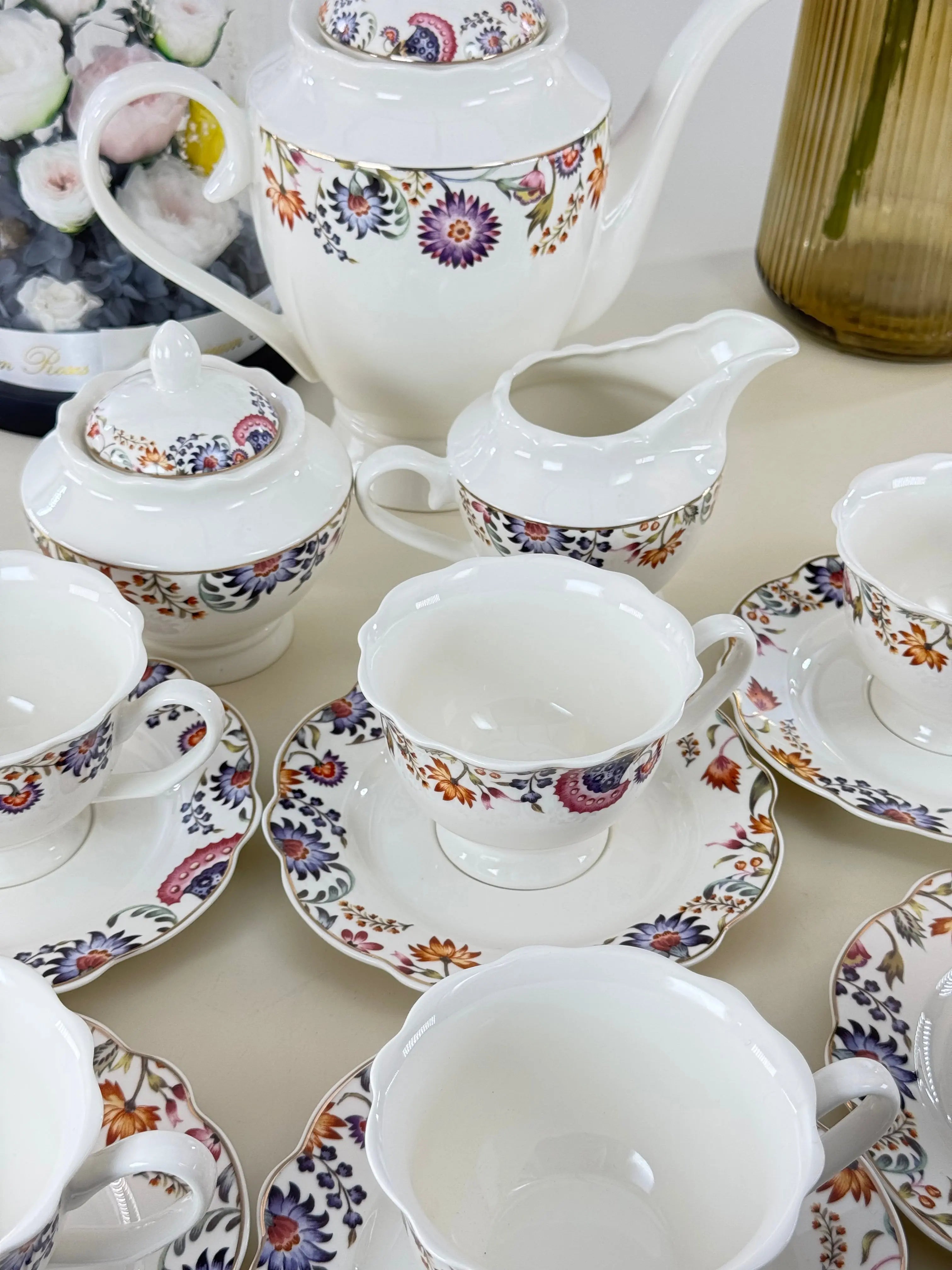 Service à café au lait 15 pièces Bol brillant