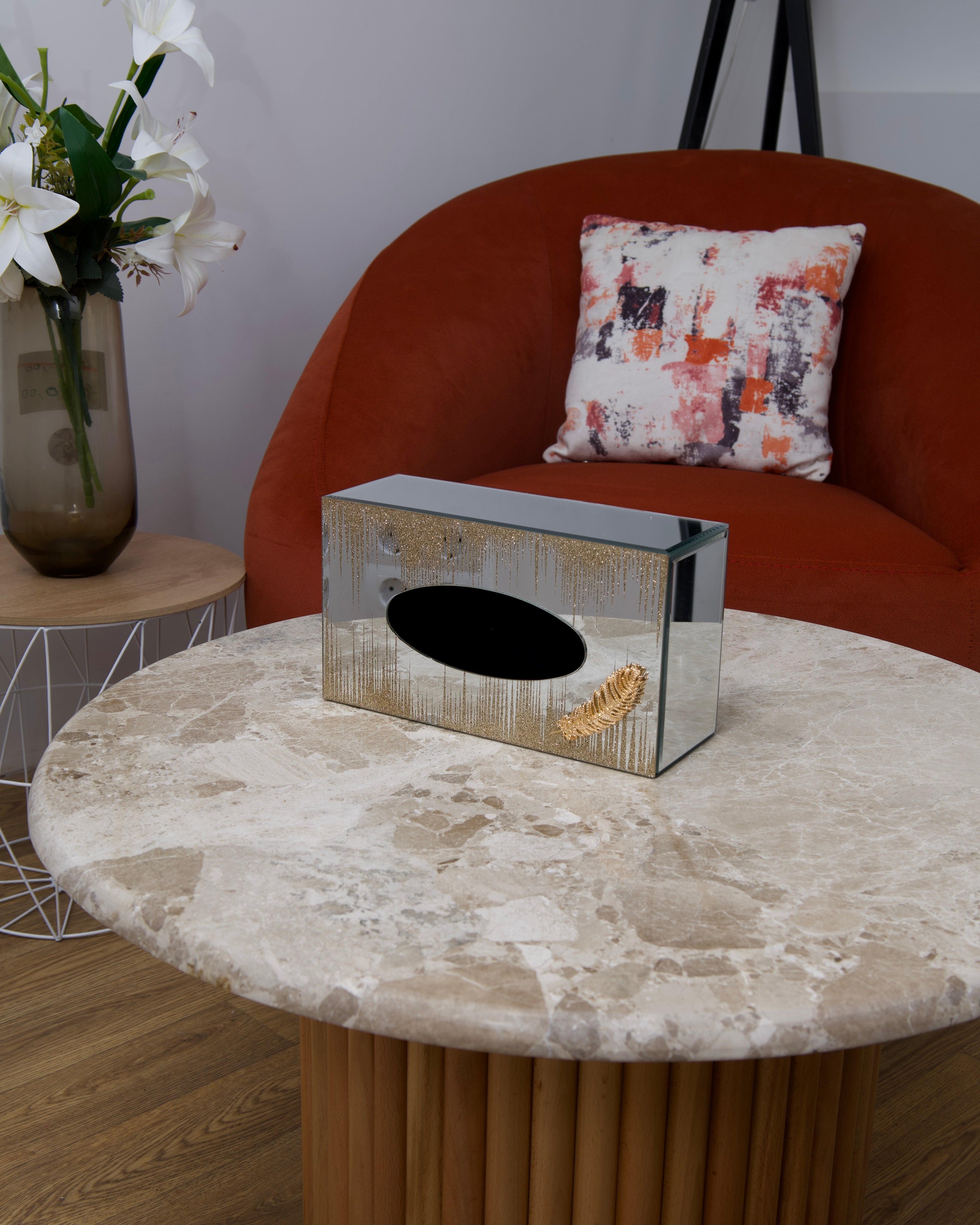 Lot de boîtes et cadre en verre miroir brillant ✨/ motif plume