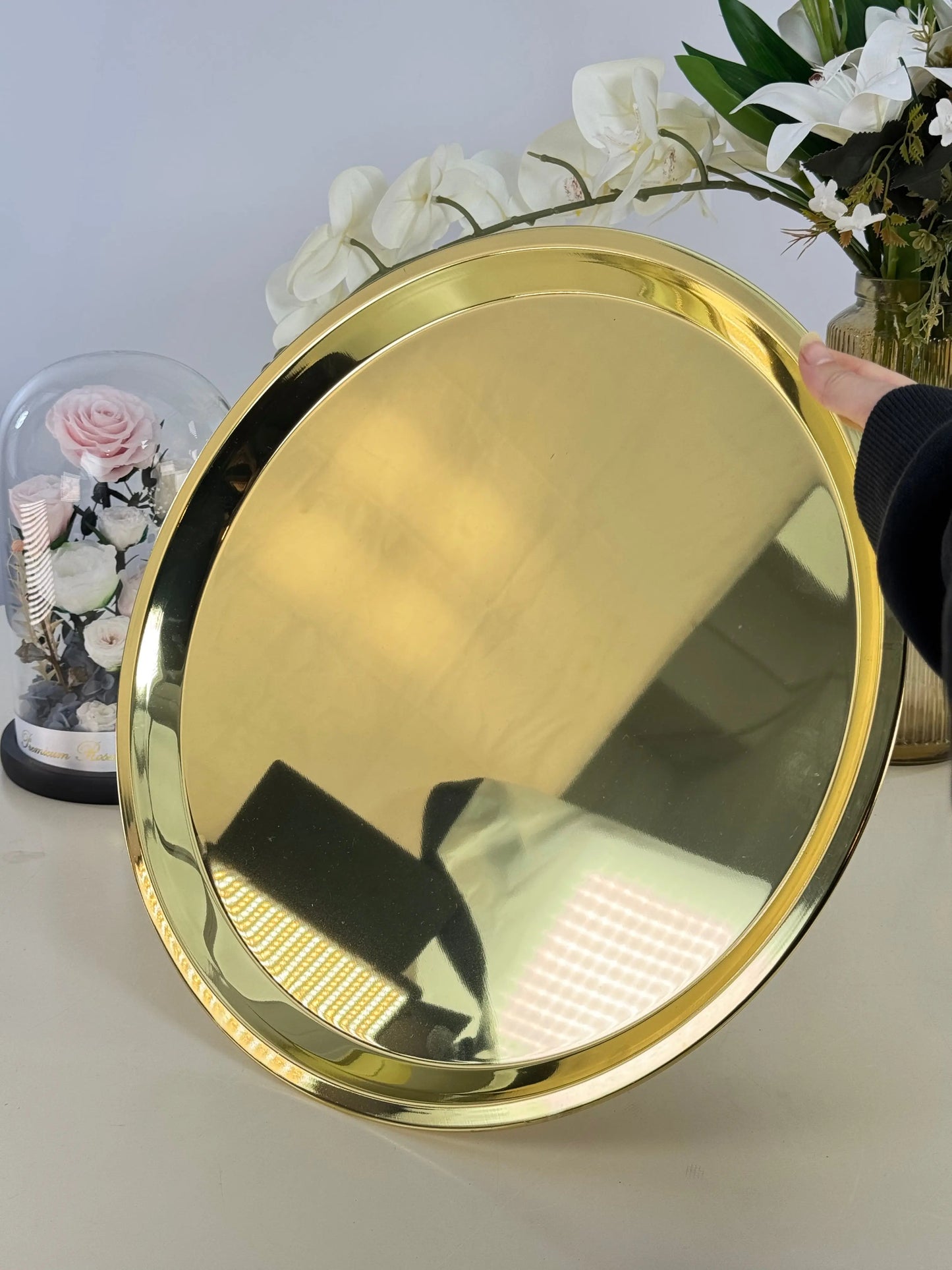 Plateau doré en inox 40cm Bol brillant