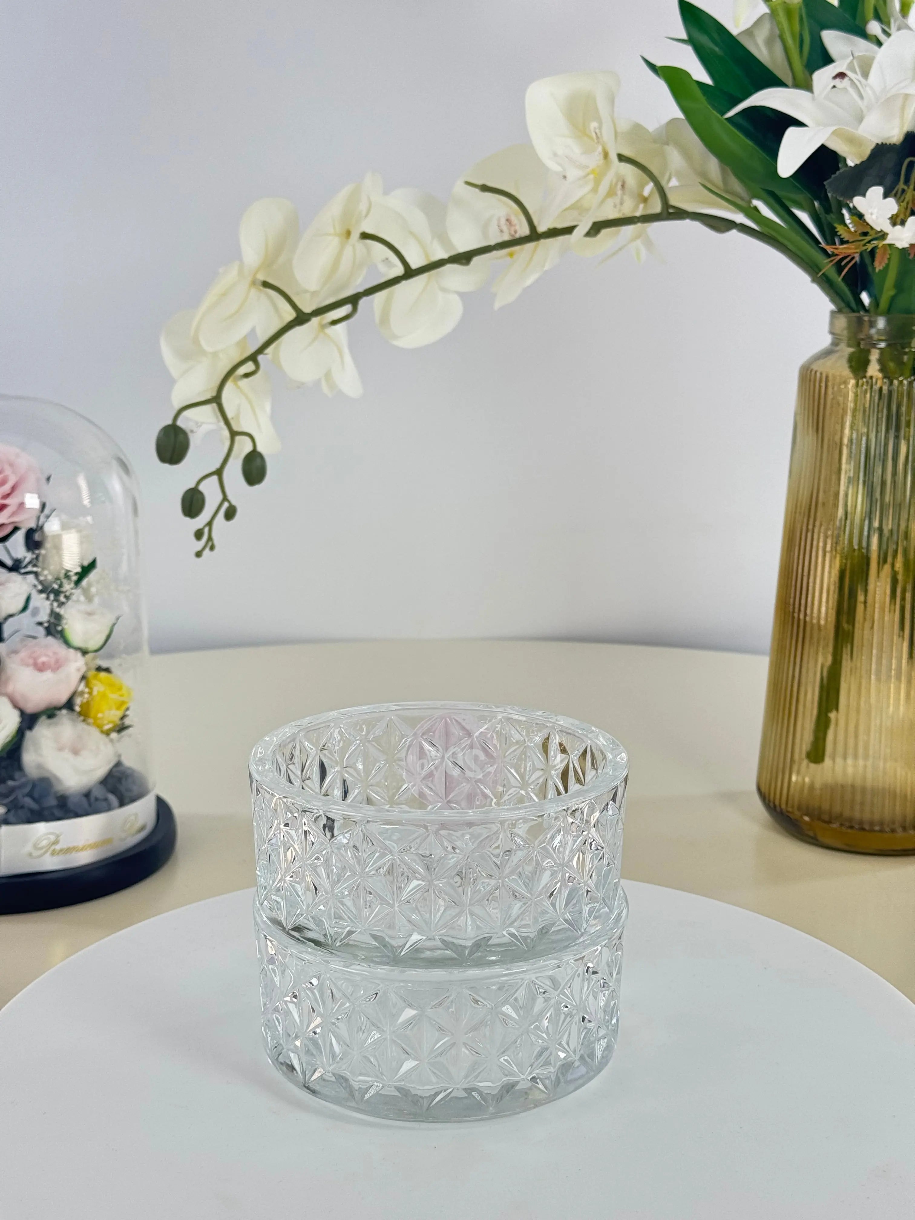 Bonbonnière en verre à 3 étages Bol brillant