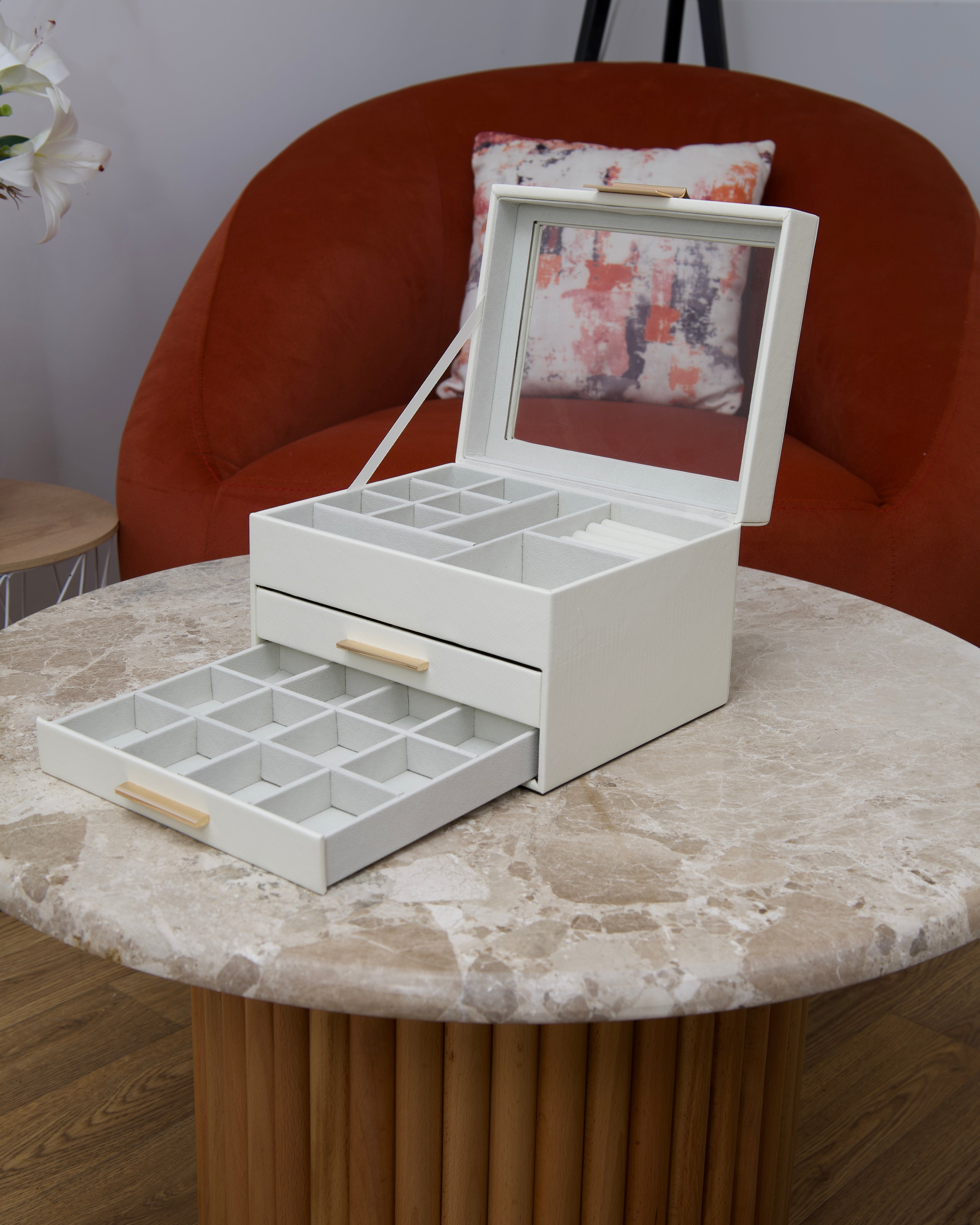 Boîte à bijoux 3 étages - blanc