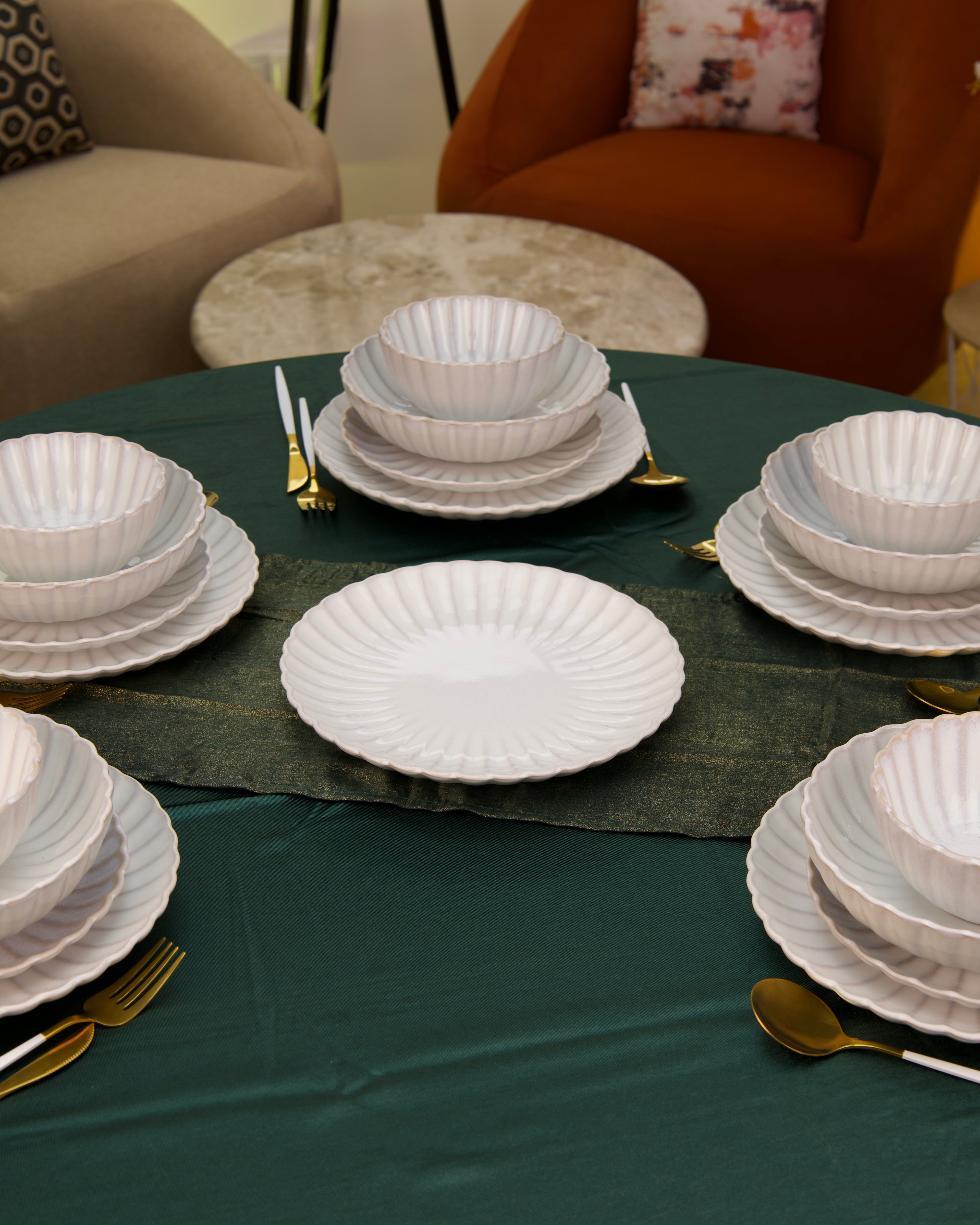 Service en céramique – 24 pièces couleur Blanc ivoire