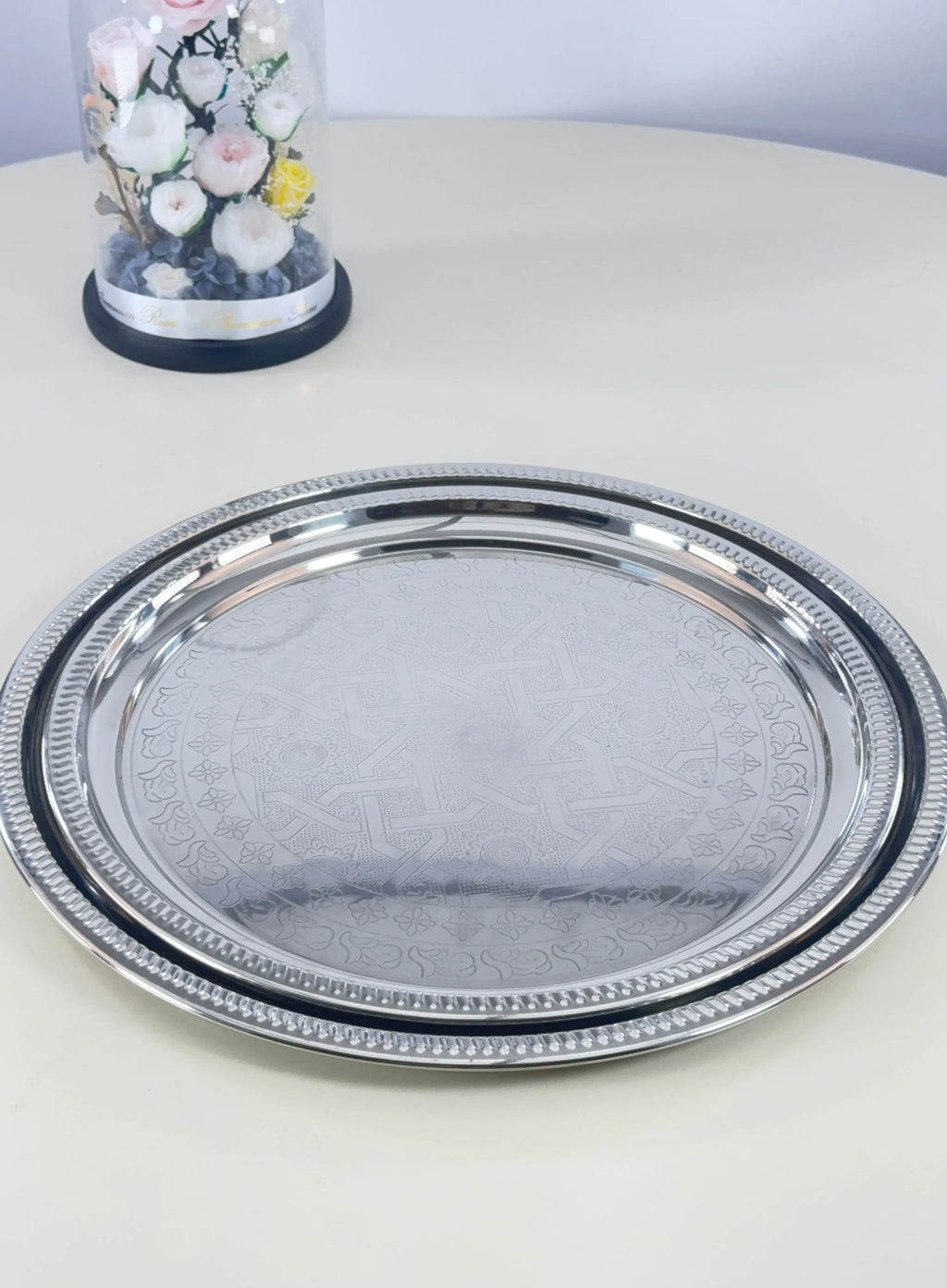 duo de plateaux en inox gravé Bol brillant