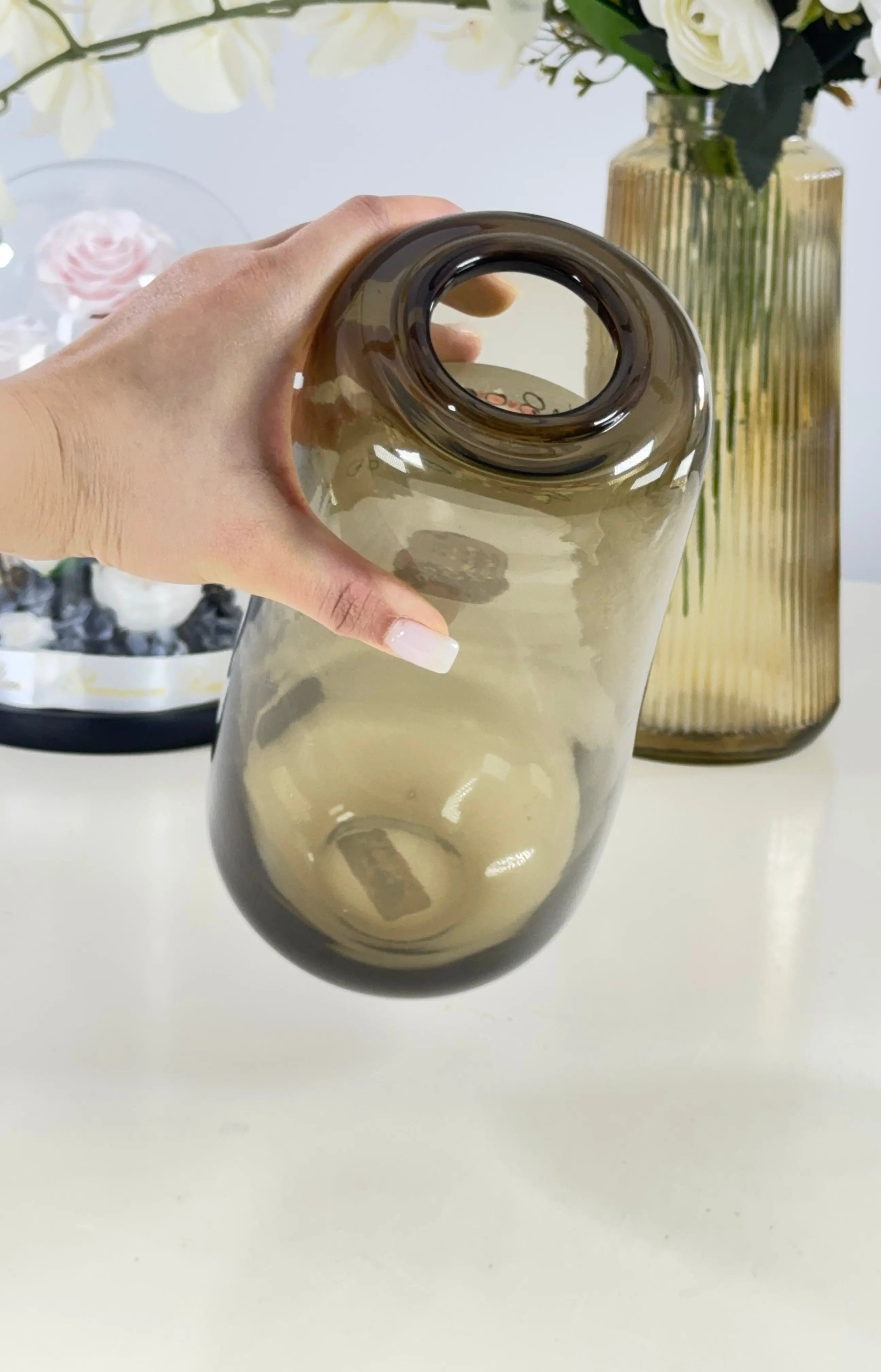 Vase décoratif gris Bol brillant