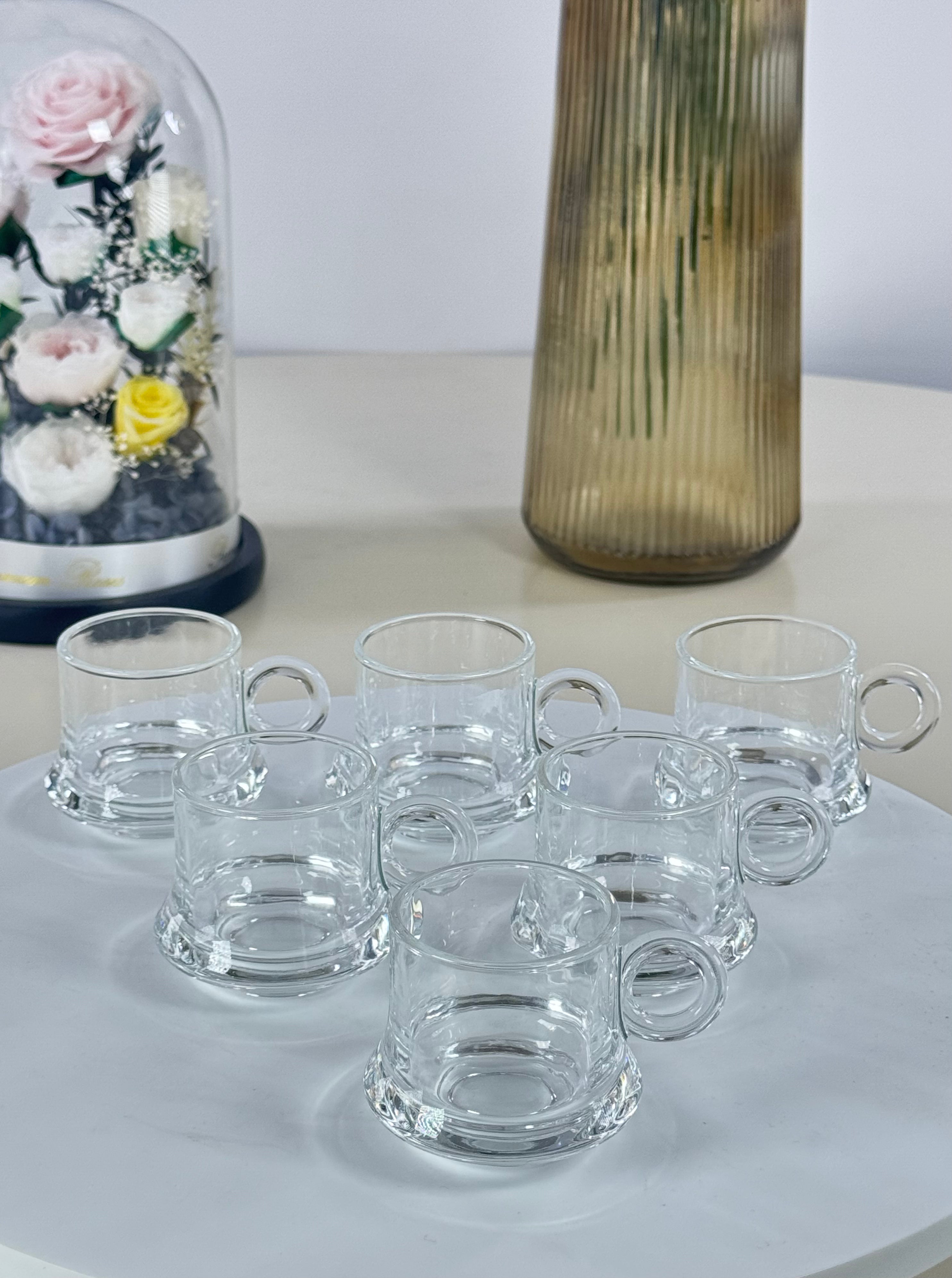 6 verres à café en verre épais Bol brillant