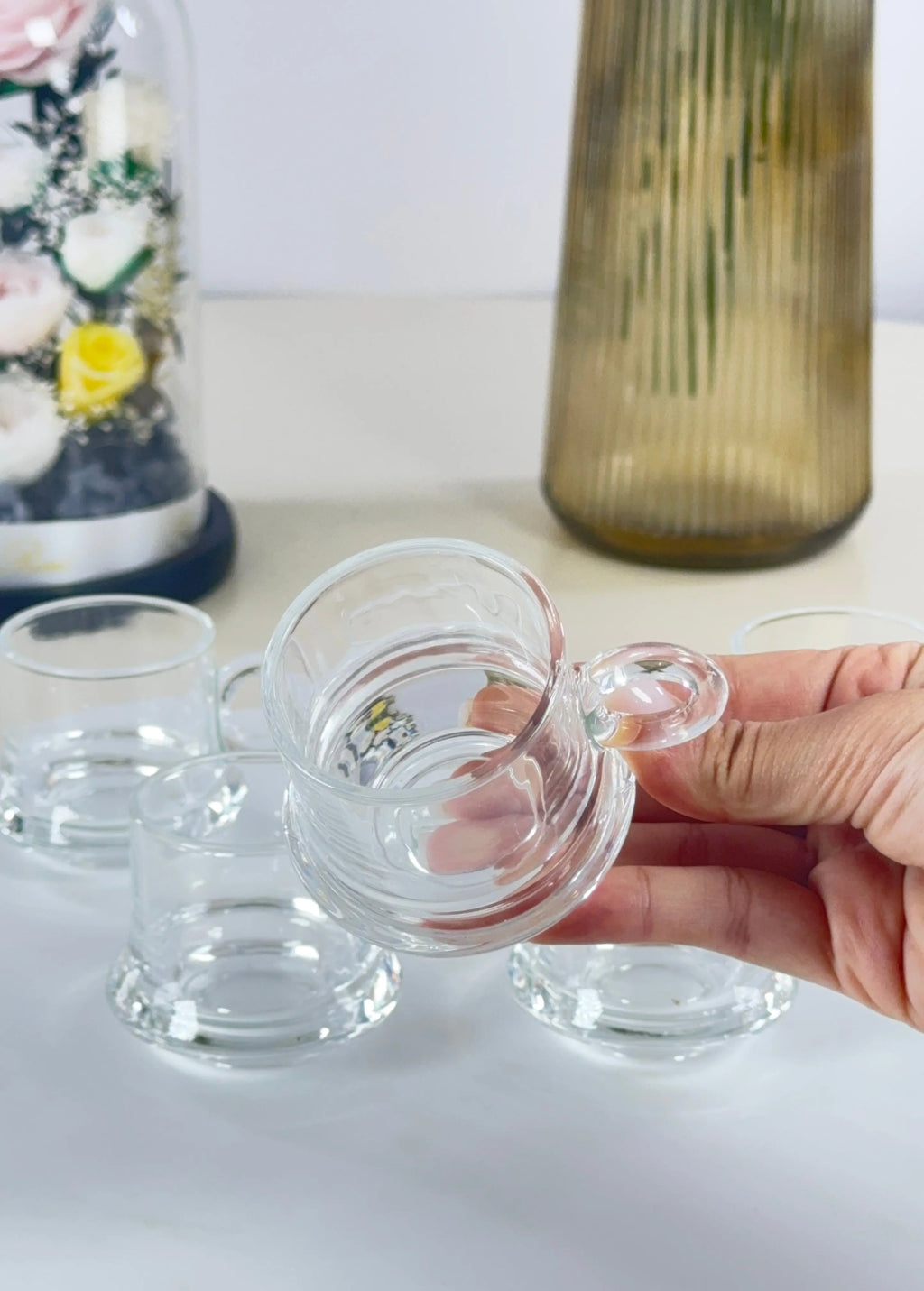 6 verres à café en verre épais Bol brillant