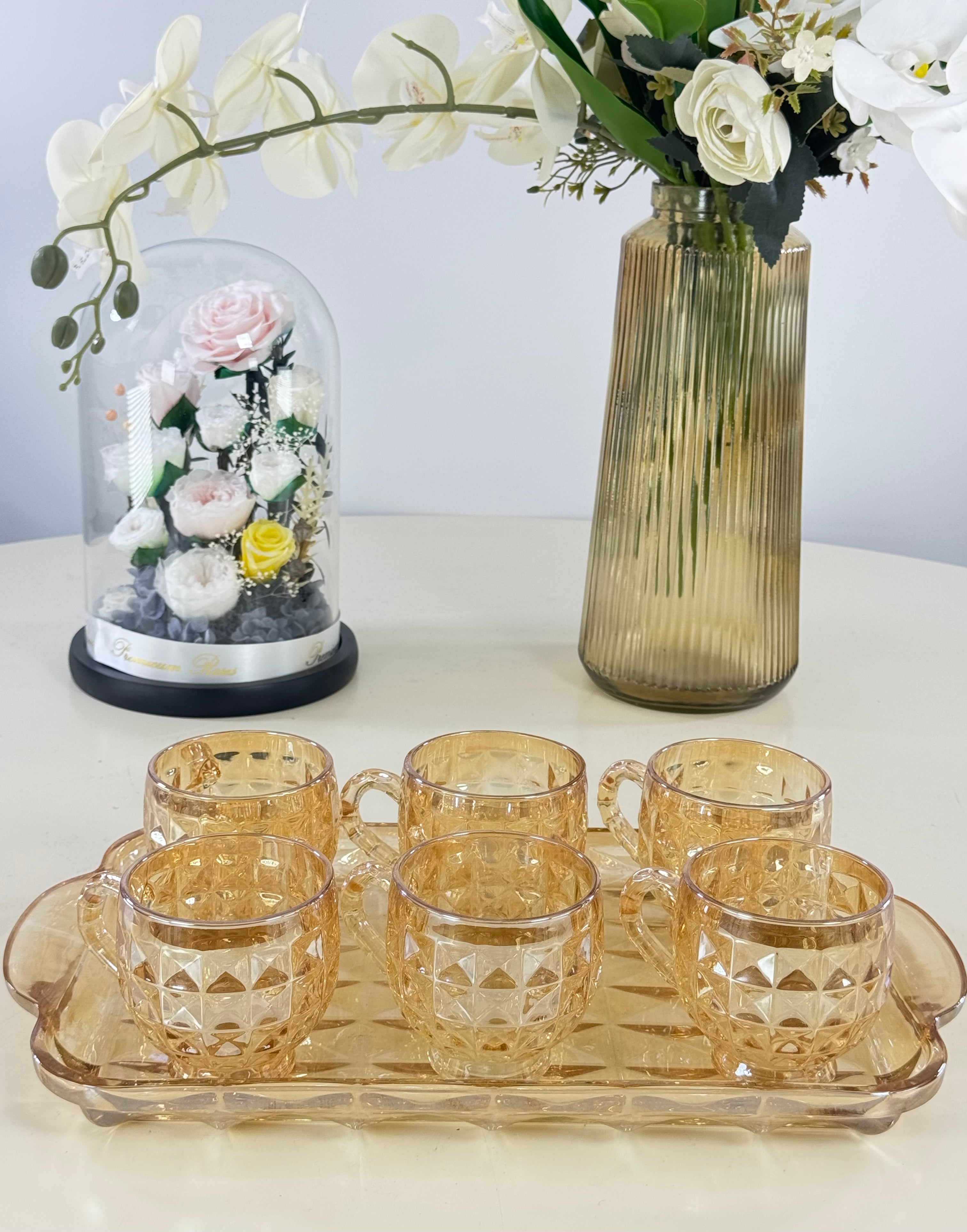 Service à thé avec plateau Bol brillant