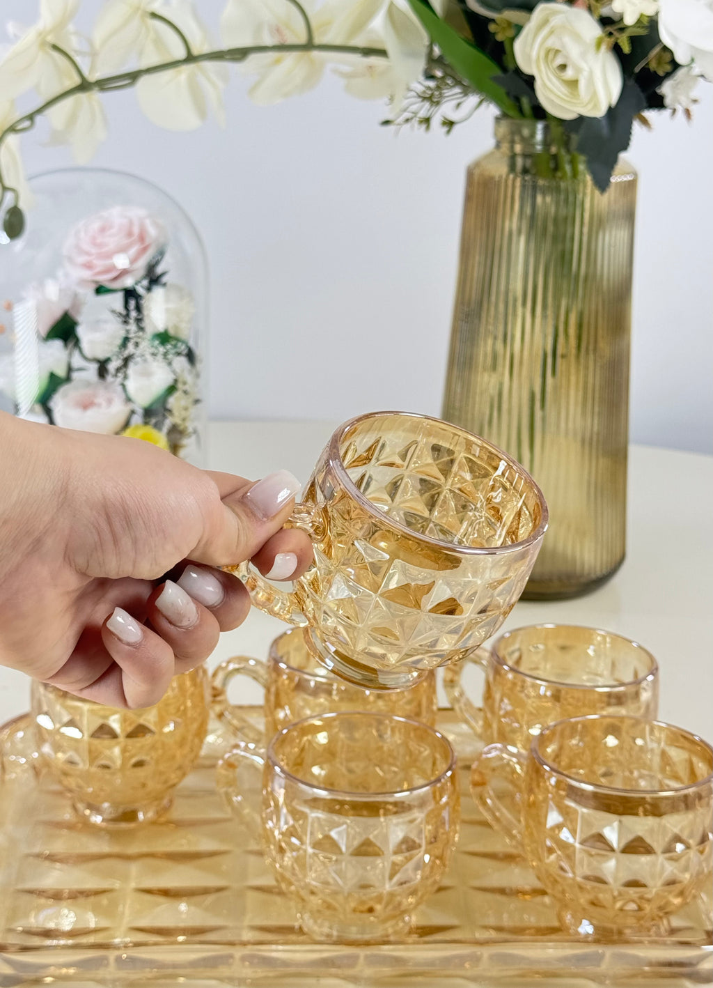 Service à thé avec plateau Bol brillant