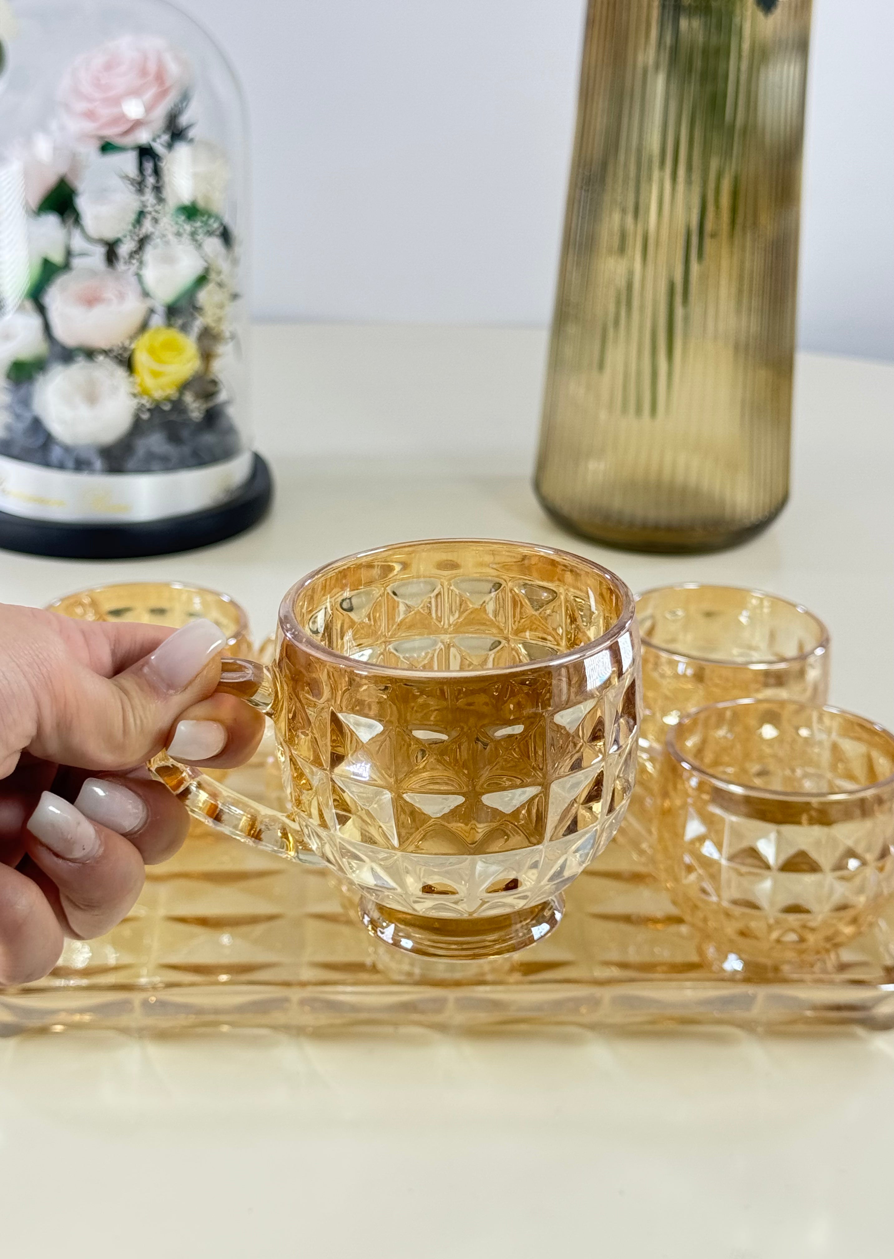 Service à thé avec plateau Bol brillant