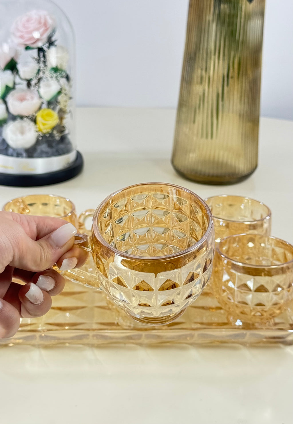 Service à thé avec plateau Bol brillant