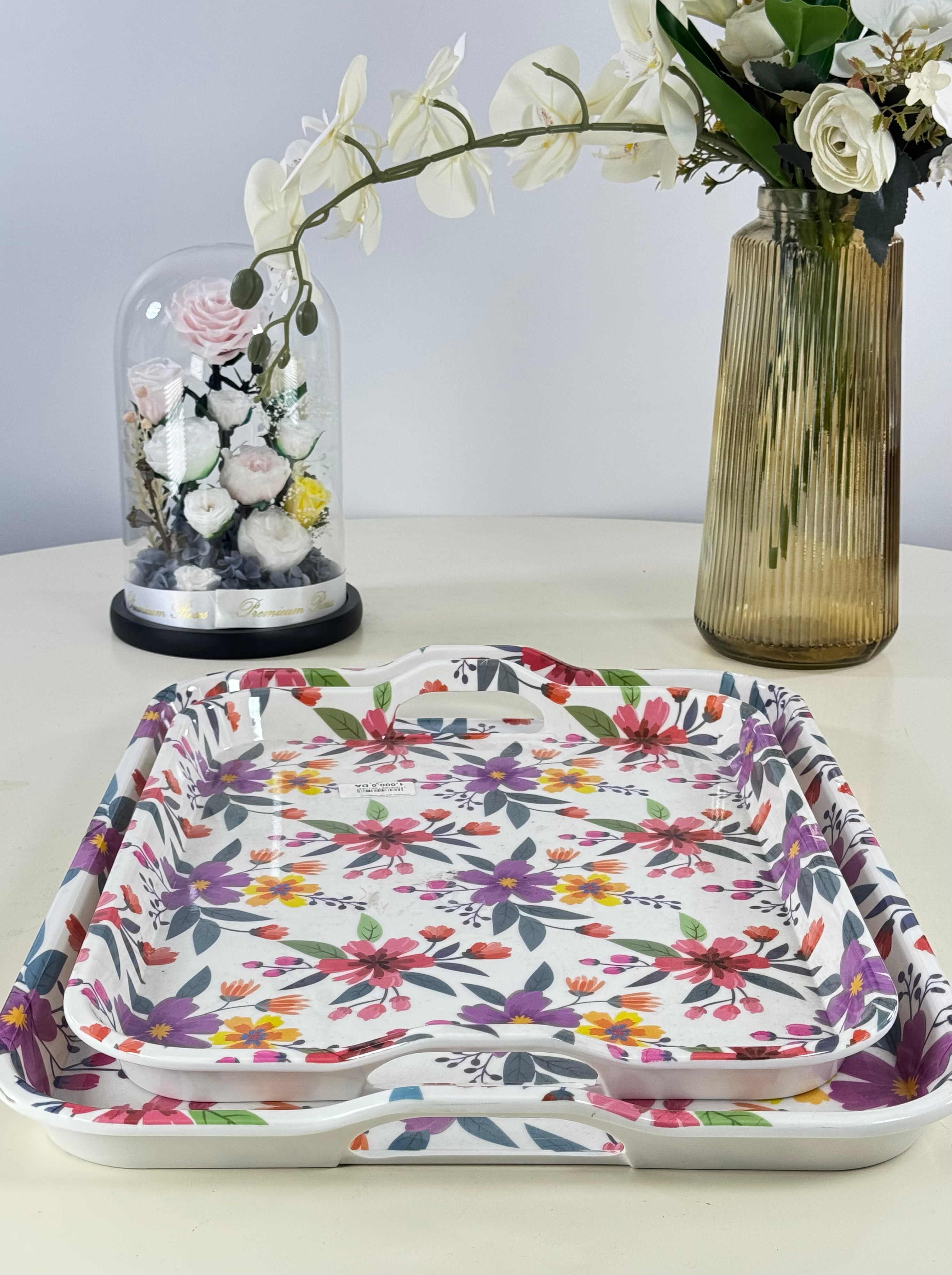 Duo de plateaux fleuris Bol brillant